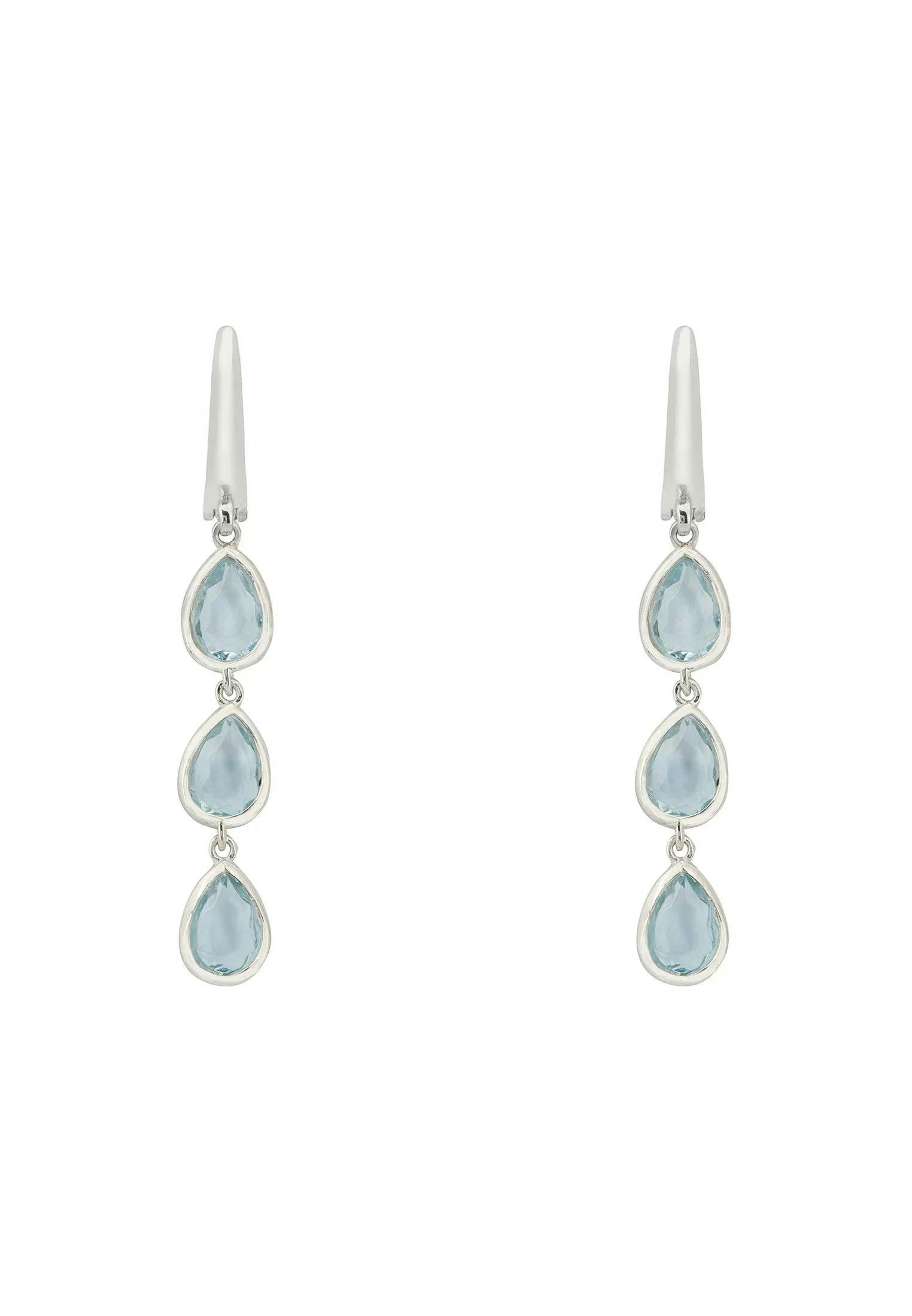 Latelita Silver/Blue Sardinia Triple Teardrop Earrings Topaz