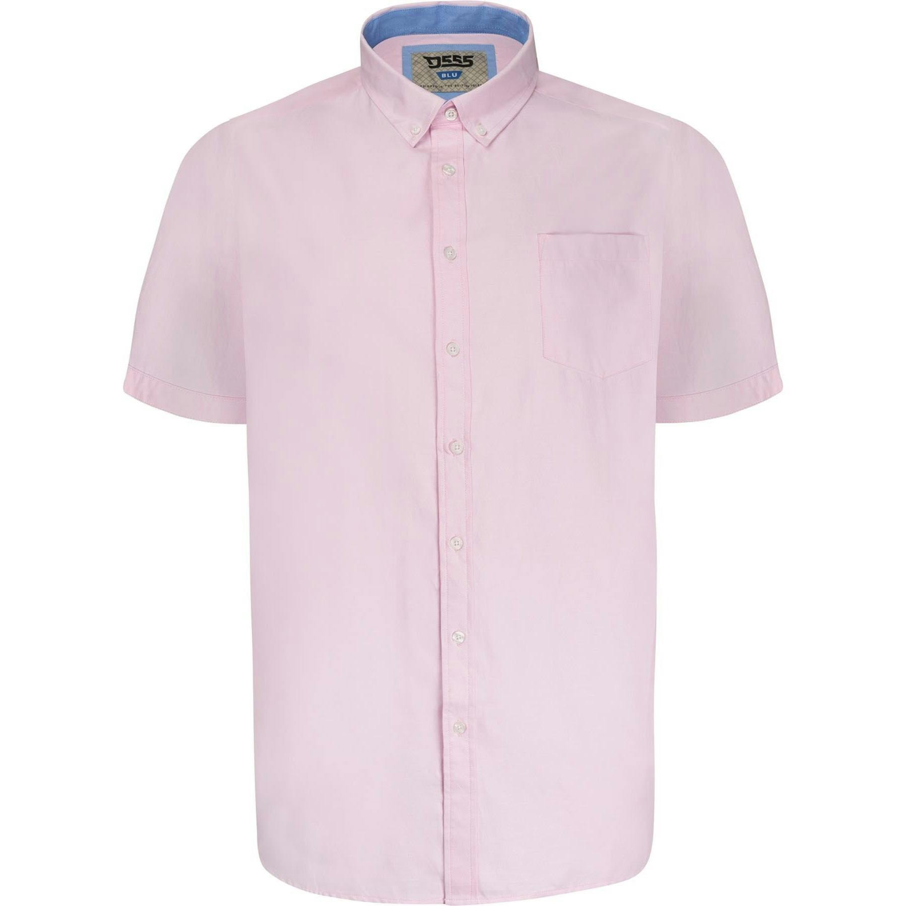 Duke Men's Pink D555 James Oxford Kingsize Short-Sleeved Shirt - 3XL - 65% Cotton/35% Polyester