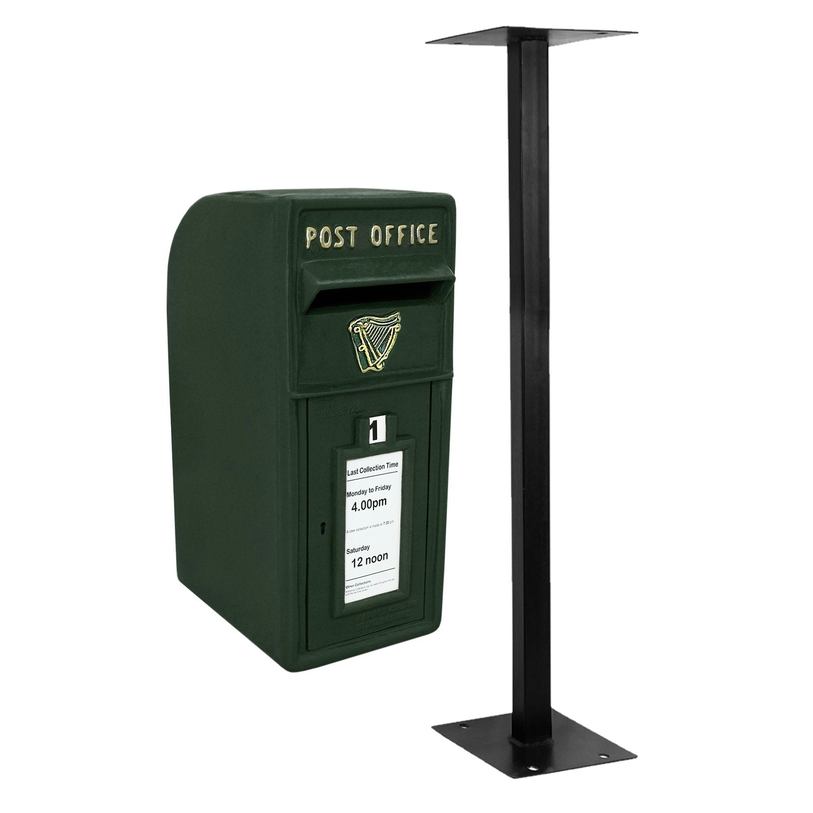 Rackhams Green Irish Post Box With Stand