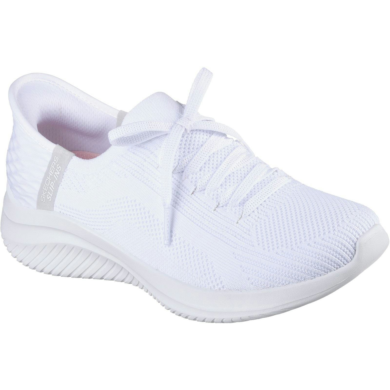 Skechers Women's White Ultra Flex 3.0 Brilliant Path Textile Trainers - Size 8