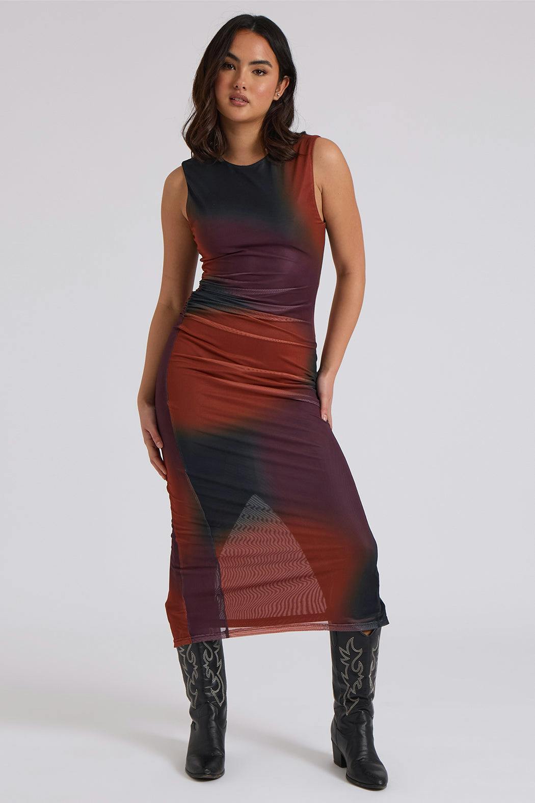 Urban Bliss Light Mesh Tye-Dye Midaxi Dress - 12