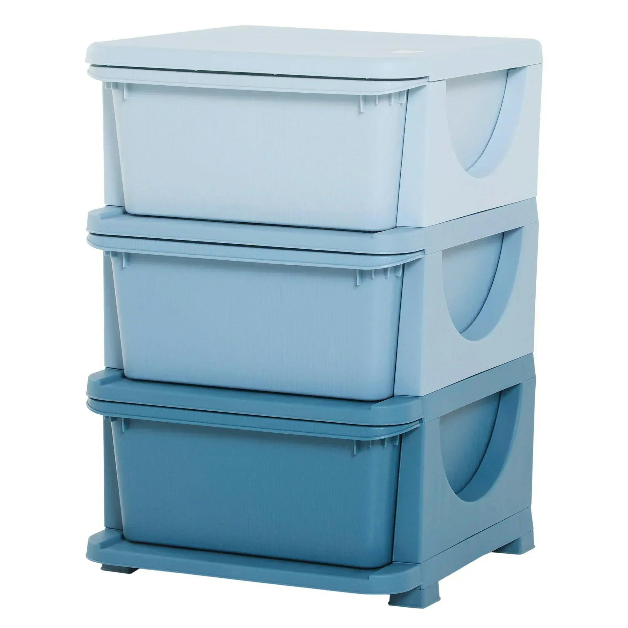 Rackhams Blue 3 Drawers Plastic Storage Units, 3 Tier Kids Storage Units, Children Toy Chest For Nursery, Playroom, Bedroom, - Image 5