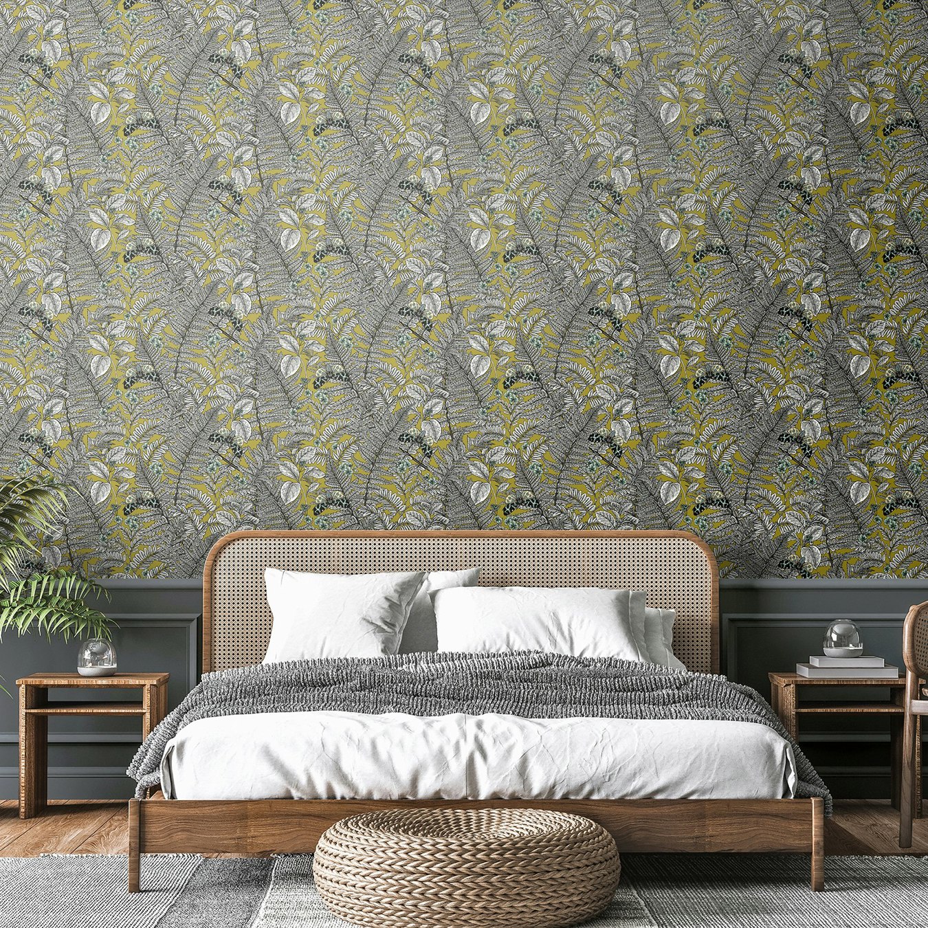 Hoopla Walls Wild Ferns - Olive 10M Wallpaper
