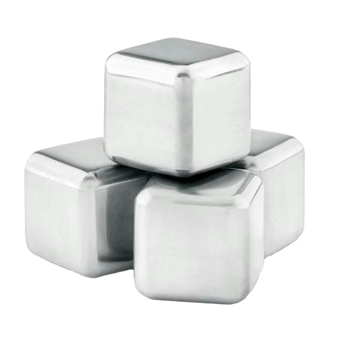 Rackhams Silver Icy Stainless Steel Reusable Ice Cubes (Pack Of 4) - One Size
