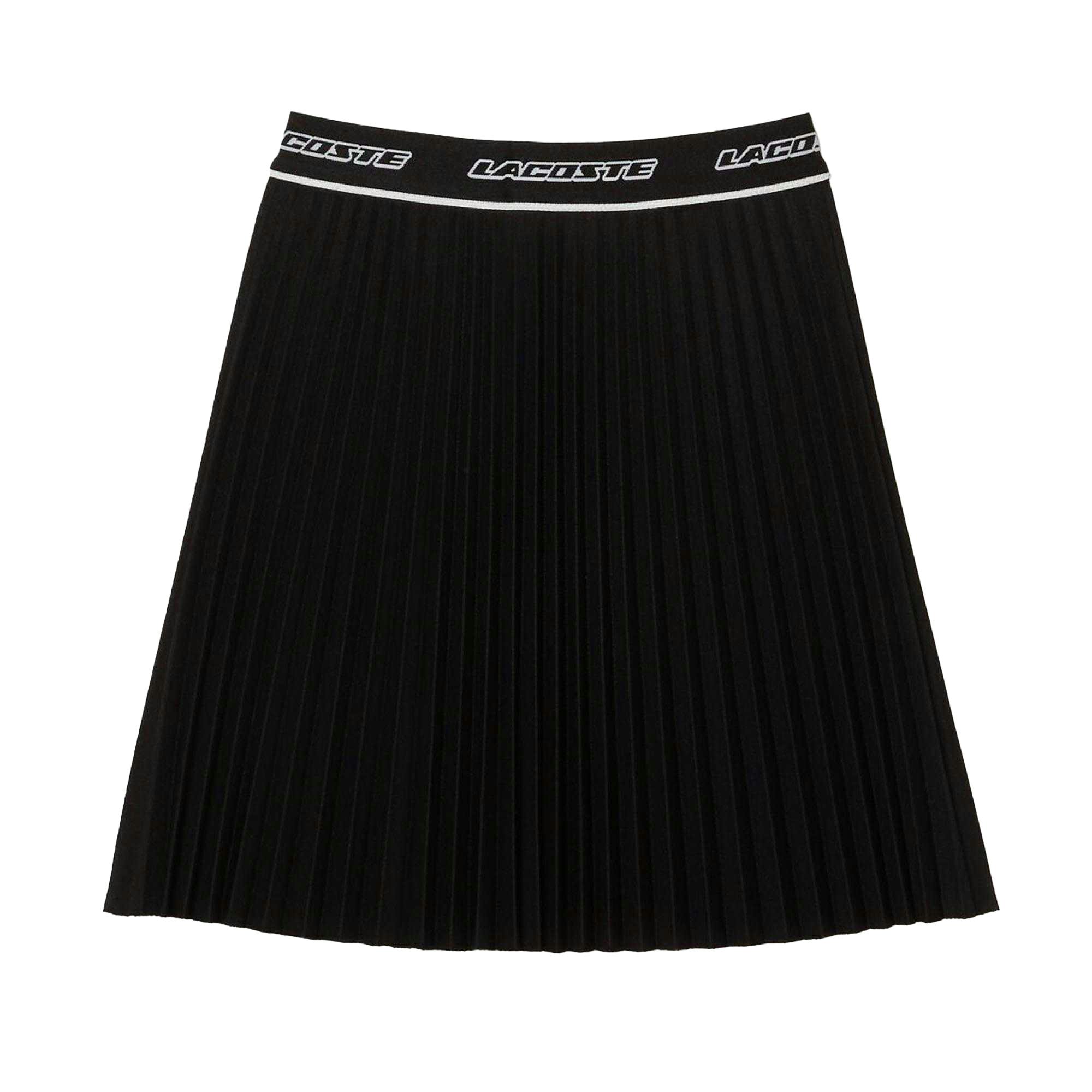 Lacoste Women's Black Pleated Elasticated Waist Skirt - Xs - 100% Polyester
