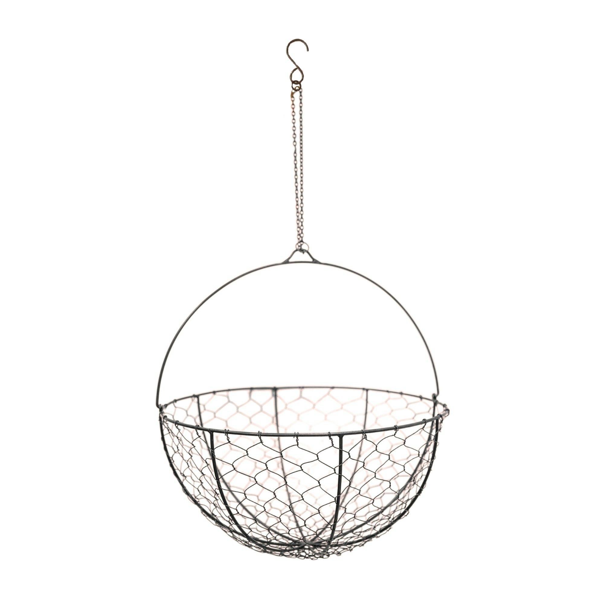Rackhams Brown Outdoor Hanging Wired Netted Basket - Zinc
