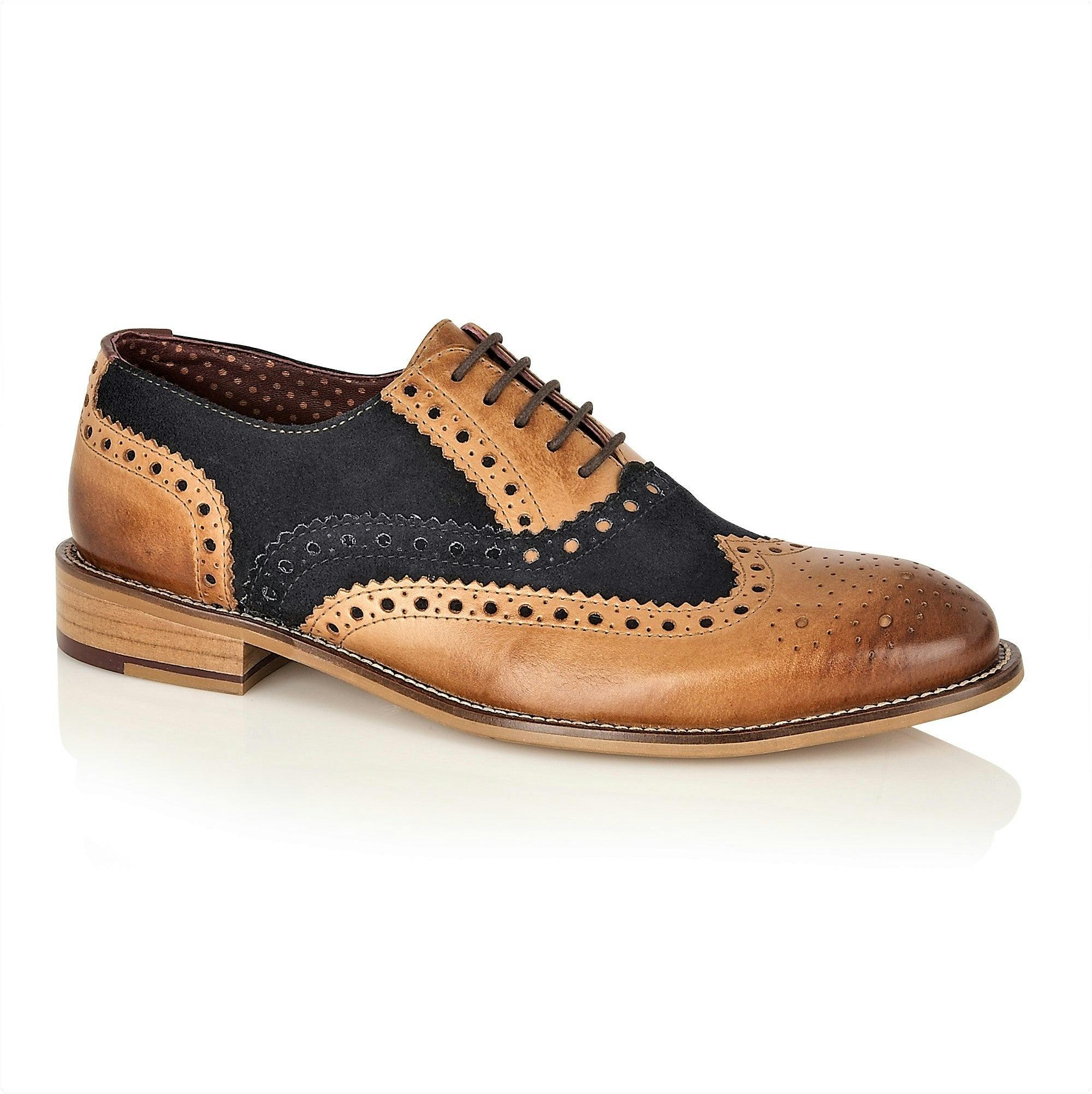 London Brogues Men's Gatsby Brogue Tan / Navy - 11