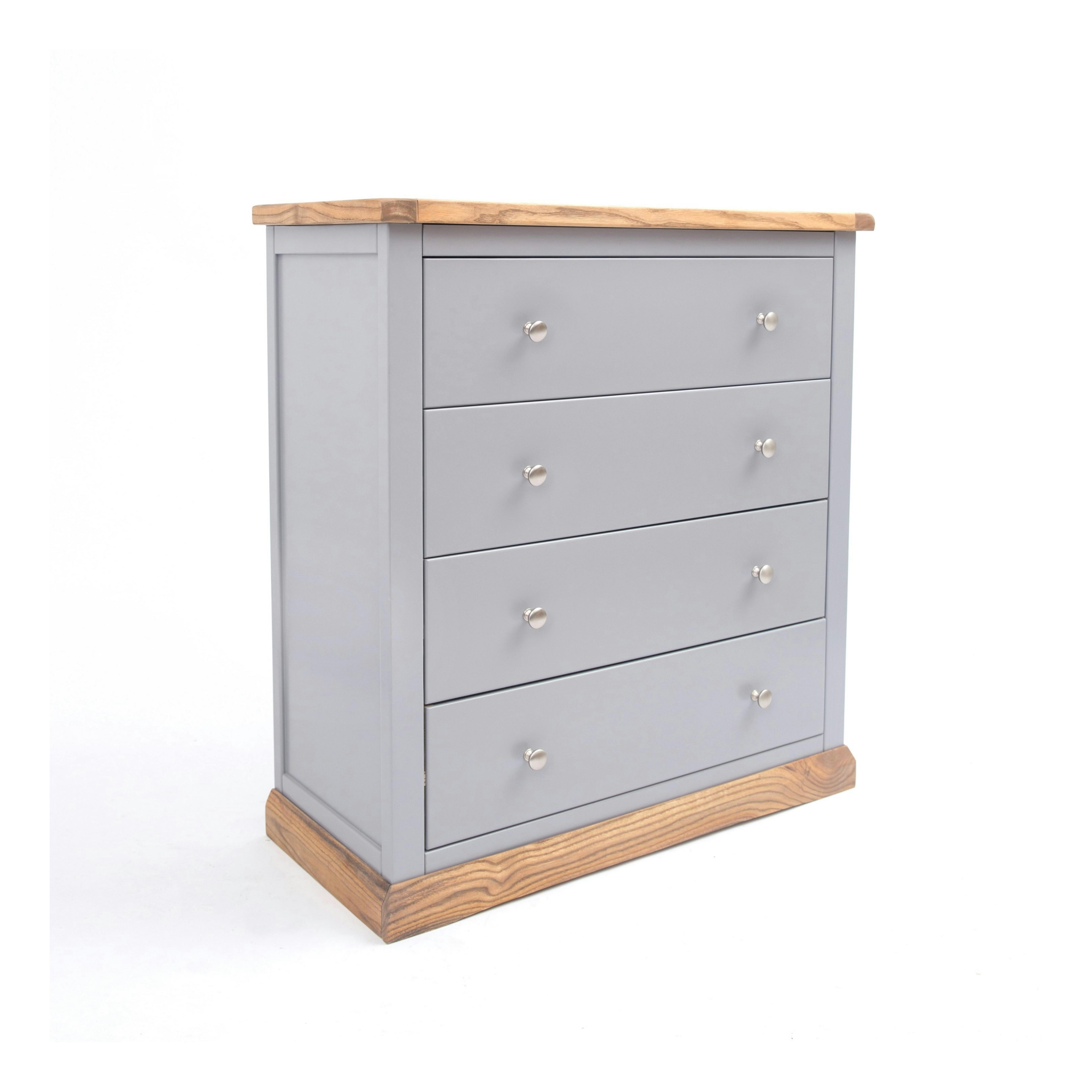 Rackhams Grey Biccari 4 Drawer Chest Of Drawers Chrome Knob