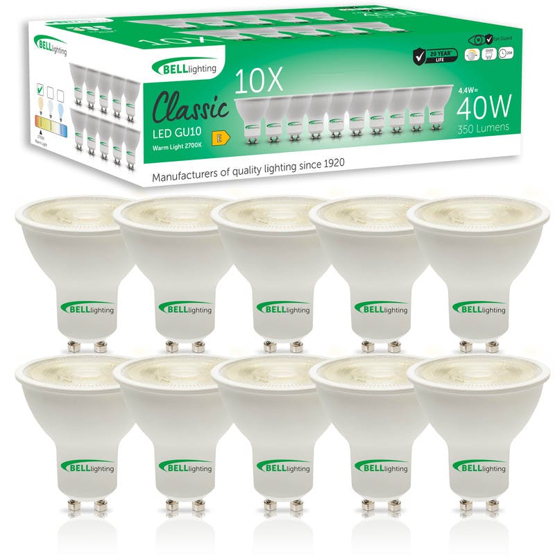 Rackhams White/Light Gu10 Dimmable Led Spot 4.4W Energy Saving Led Bulbs - Pack Of 10