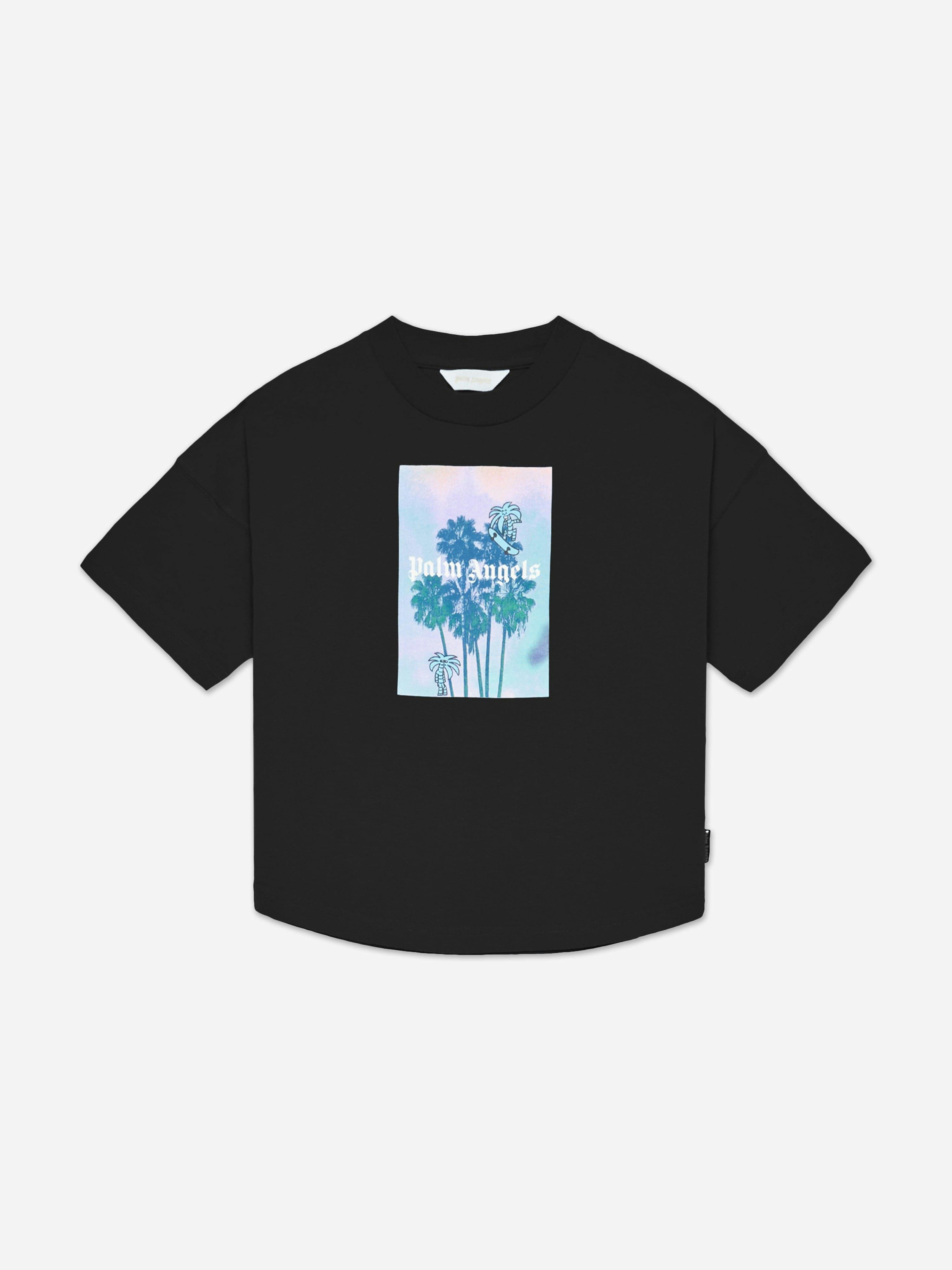 Palm Angels Boys Black Palms Landscape Over T-Shirt In - 10 Yrs