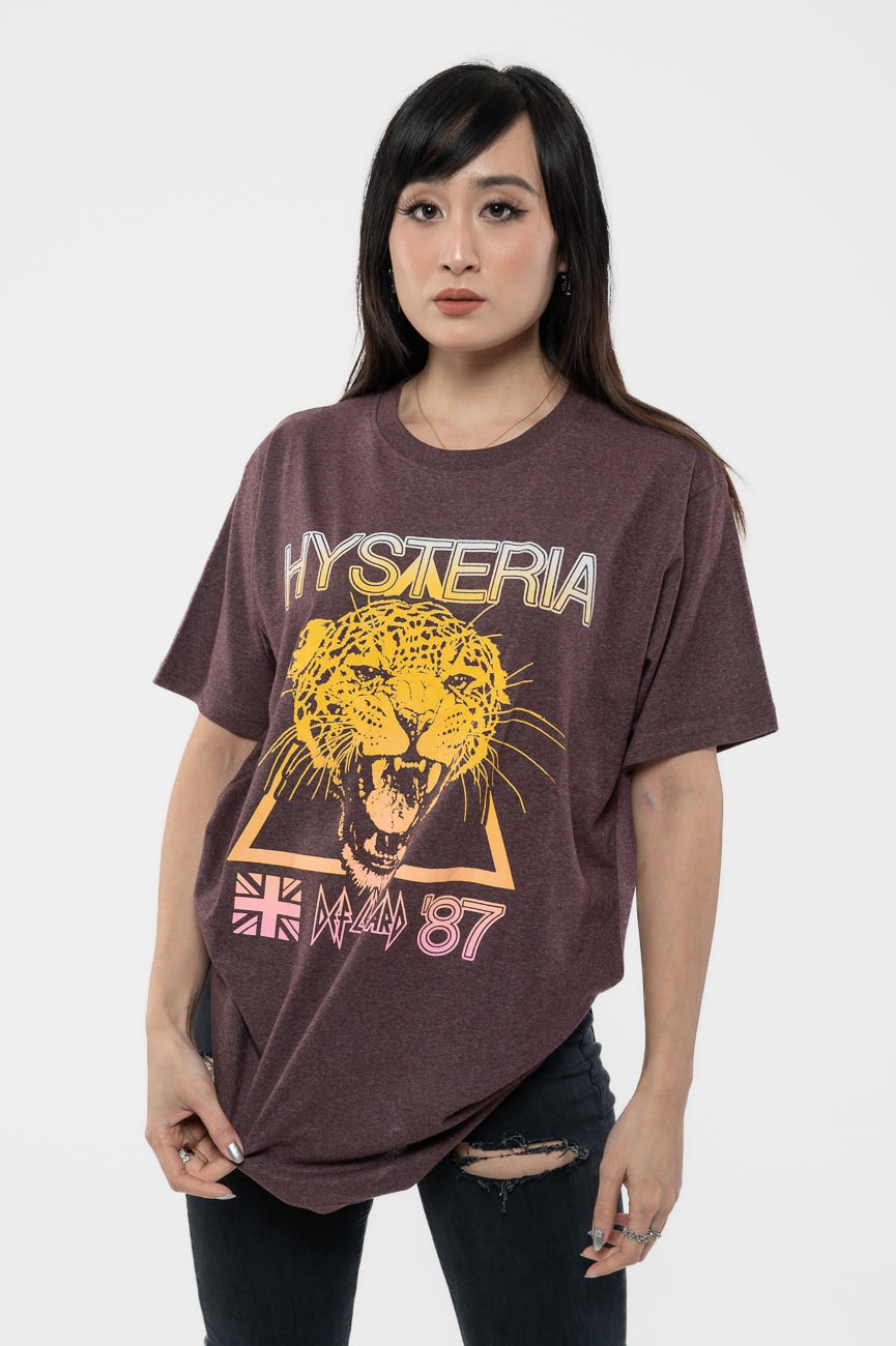 Paradiso Clothing Unisex Brown Paradiso Def Leppard Hysteria World Tour T Shirt - M