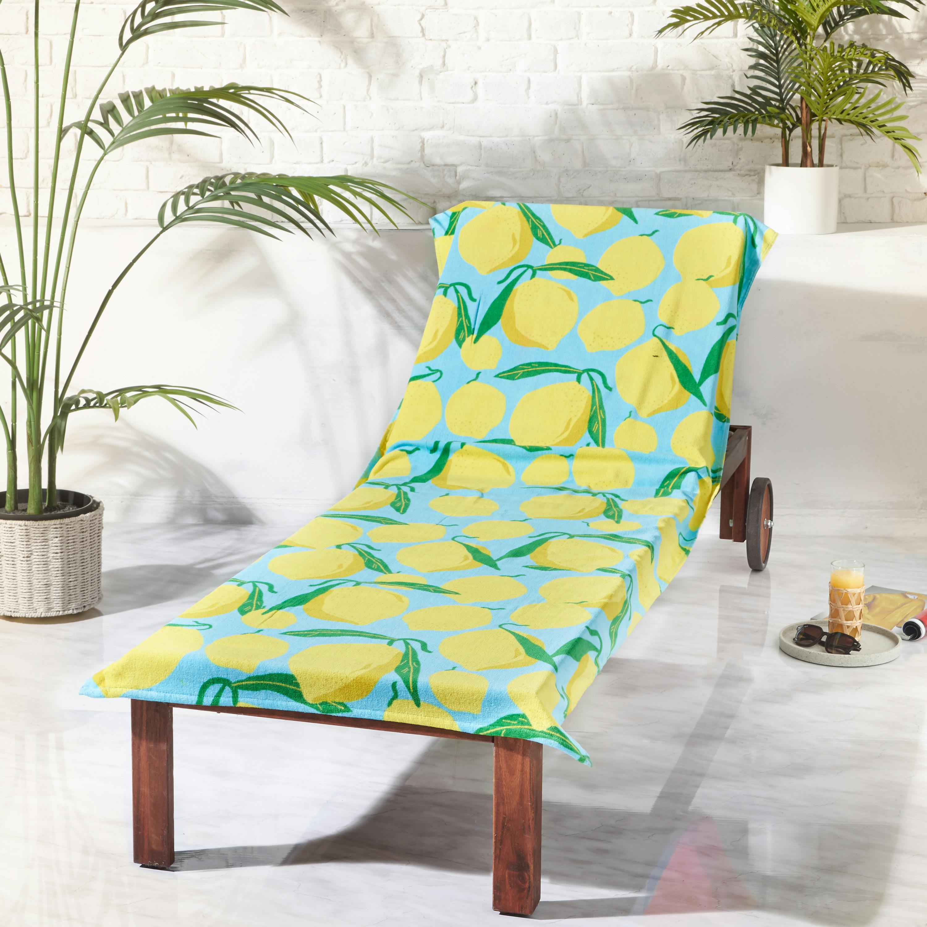 Catherine Lansfield Lemons Cotton 92x180cm Beach Sun Lounger Towel Aqua Blue - Image 7