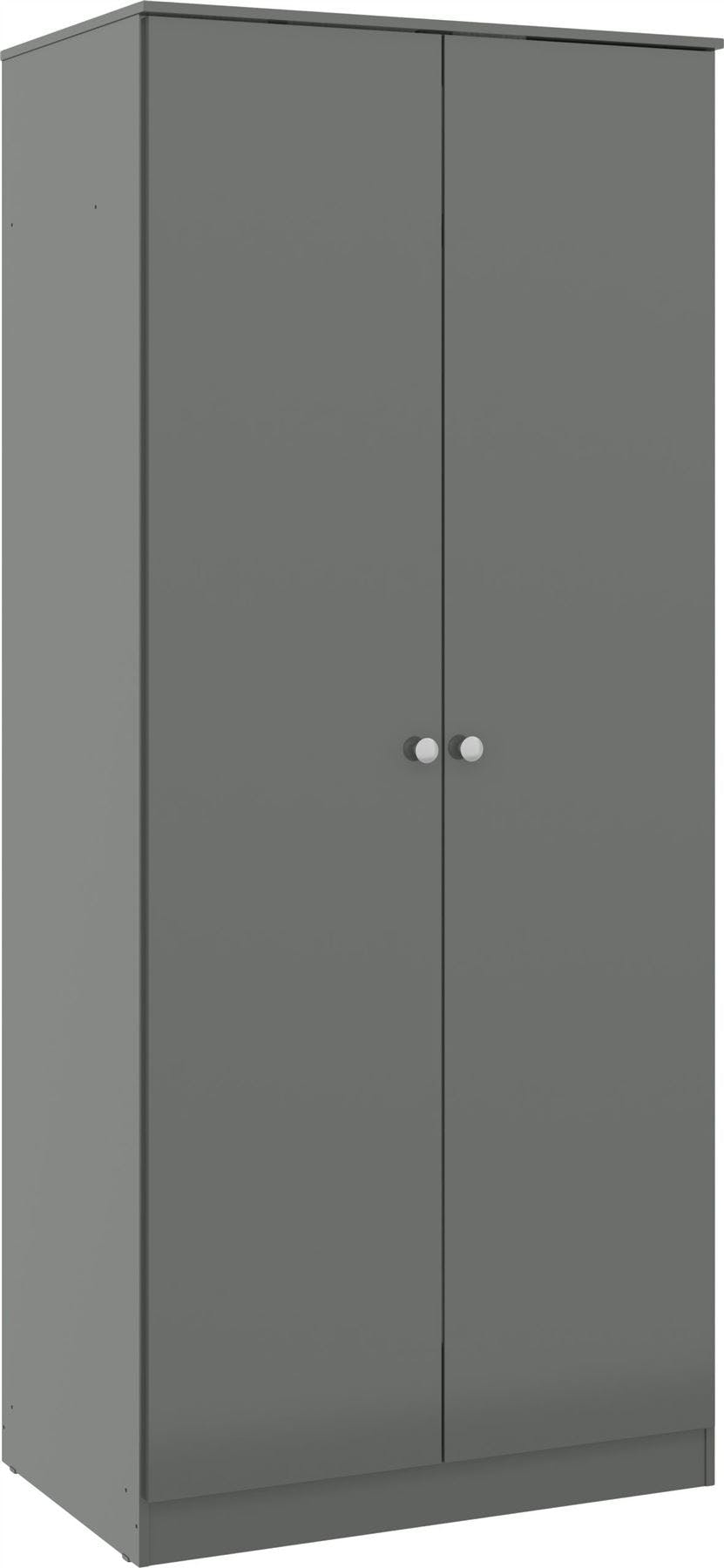 Seconique Grey Denver 2 Door Double Wardrobe - Gloss