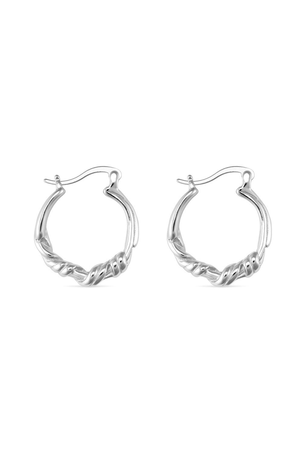 Elk & Bloom Silver Chunky Sterling Twisted Hoop Earrings - No, Thank You
