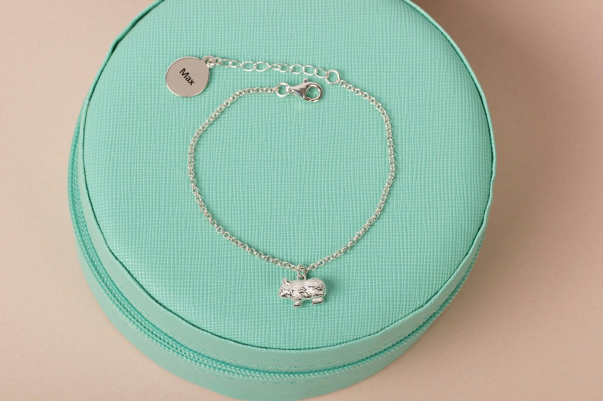 Mylee London Silver Dainty Chain Bracelet With Dog Charm - Personalised - Sterling - No - Guinea Pig