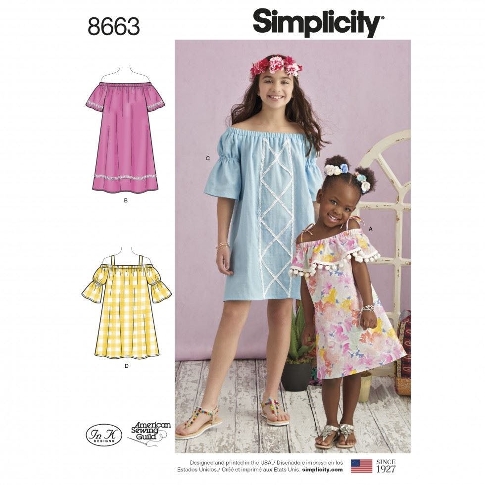 Simplicity Sewing Pattern 8663, Dresses For Kids, Teenagers, Hh (3-4-5-6) - Intermediate - Hh (3-4-5-6)