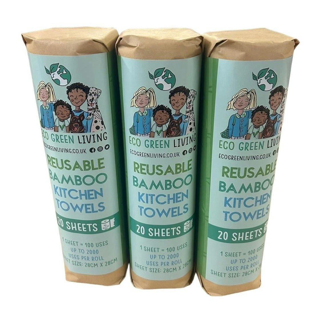 Rackhams Green 3 Pack Of Reusable Bamboo Kitchen Towels