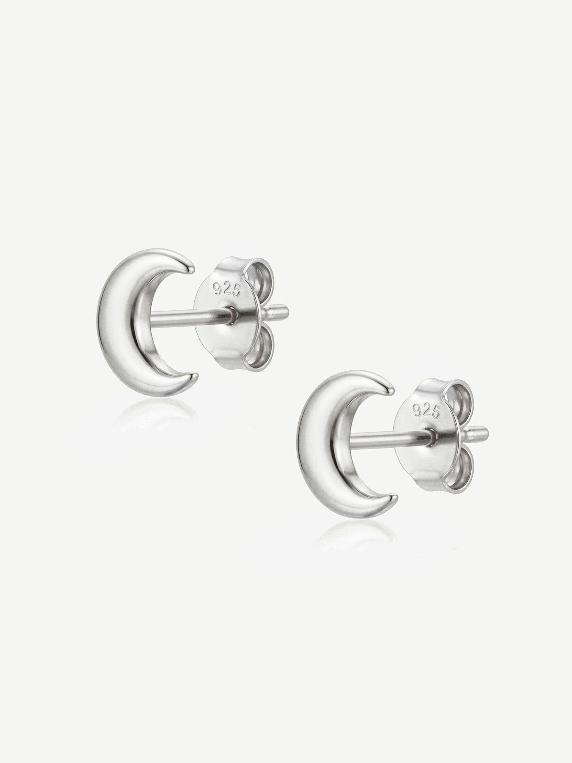 Muchv Silver Moon Stud Earrings