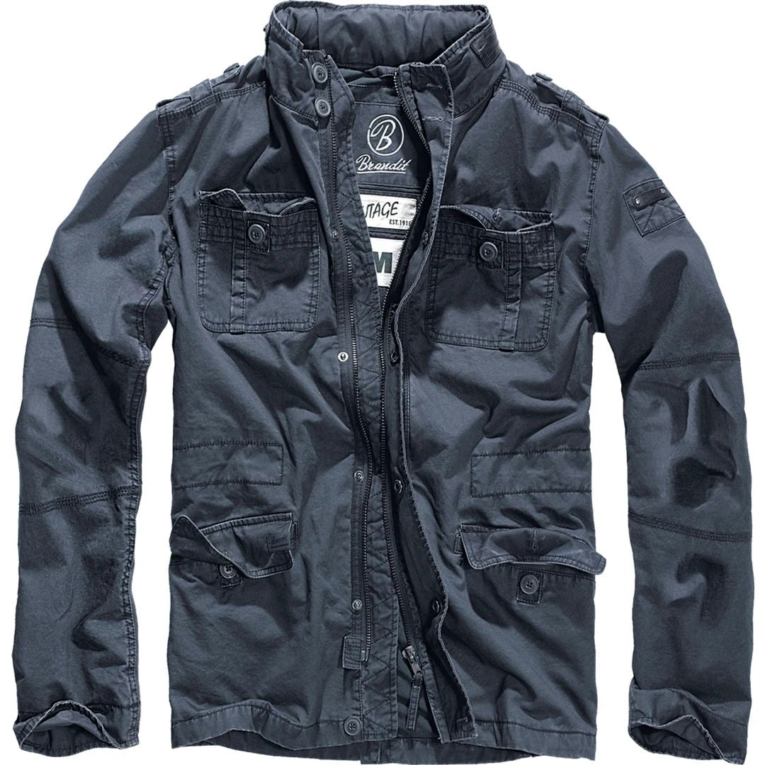 Brandit Men's Light Military M65 Short Combat Field Jacket Parka - Navy - Small