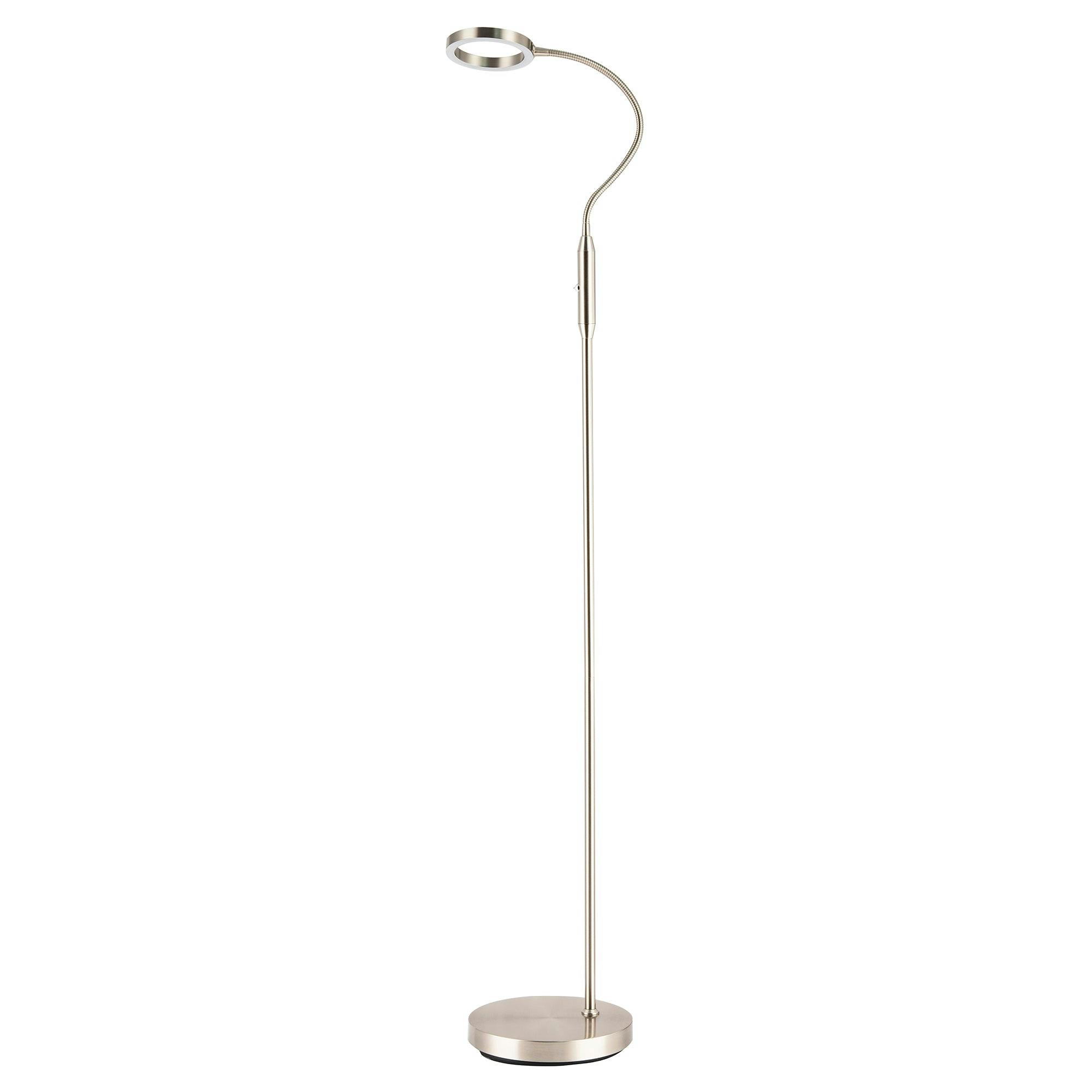Rackhams Light Modern Nickel Task Floor Lamp With Led Halo Ring And Cct Memory Dimmer