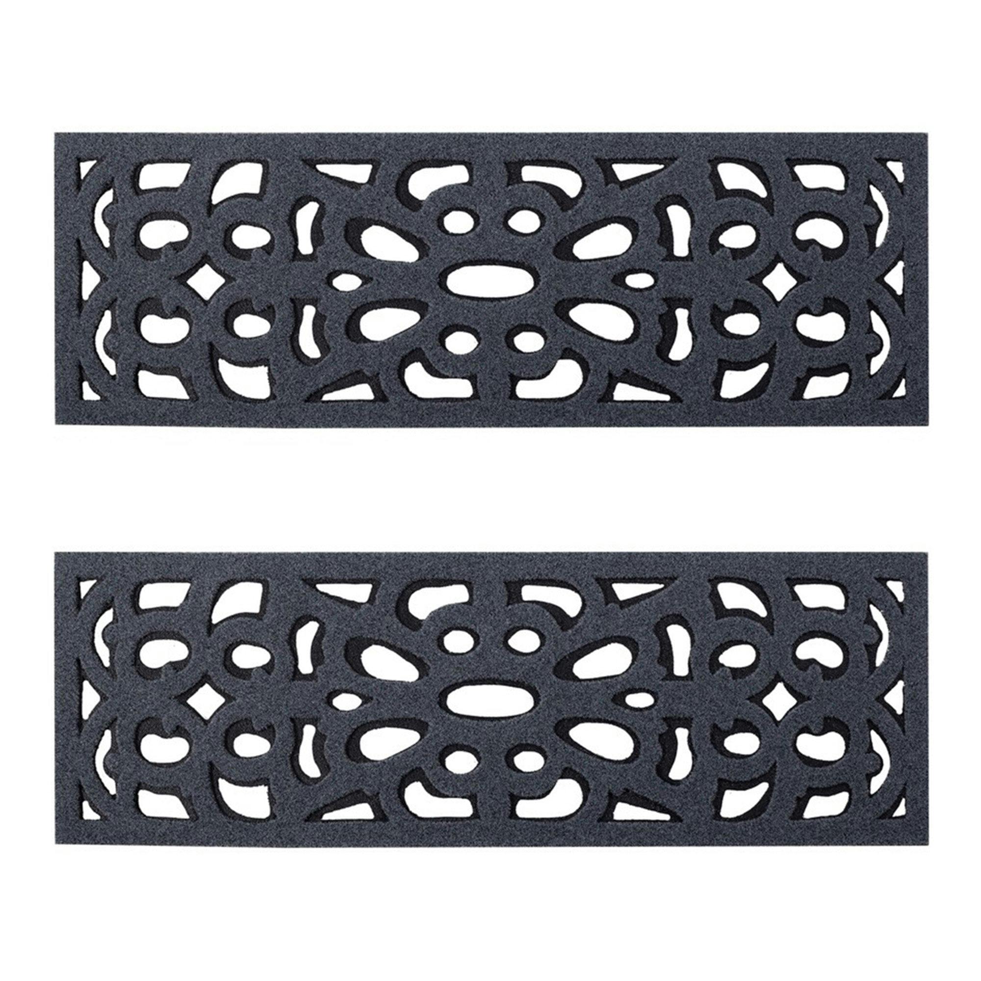 Rackhams Grey Victorian Style Eco-Friendly Rubber Step Mat - Indoor Outdoor - Set Of 2