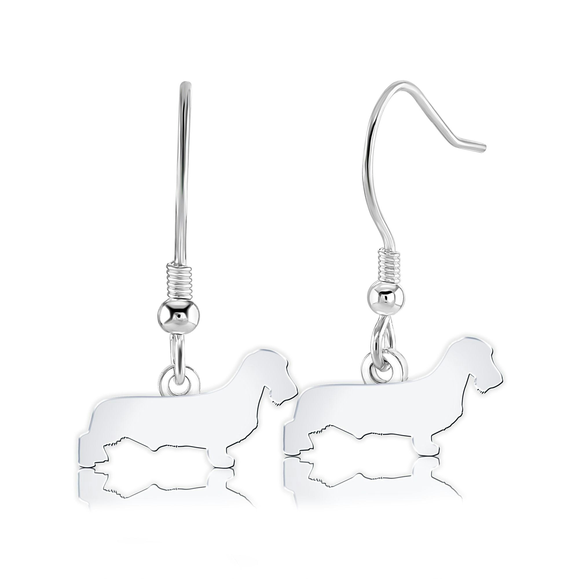 Mylee London Silver Wirehaired Dachshund Silhouette Earrings - No - Hook