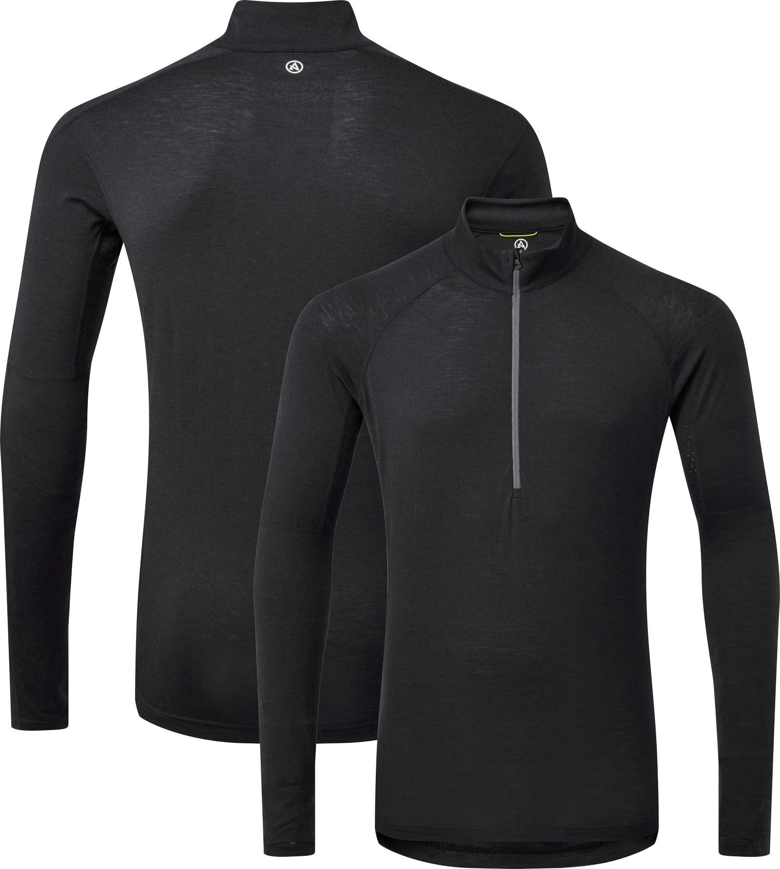 Artilect Men's Black Boulder 125 Long Sleeve ½ Zip Baselayer {Art-2211121} - Large