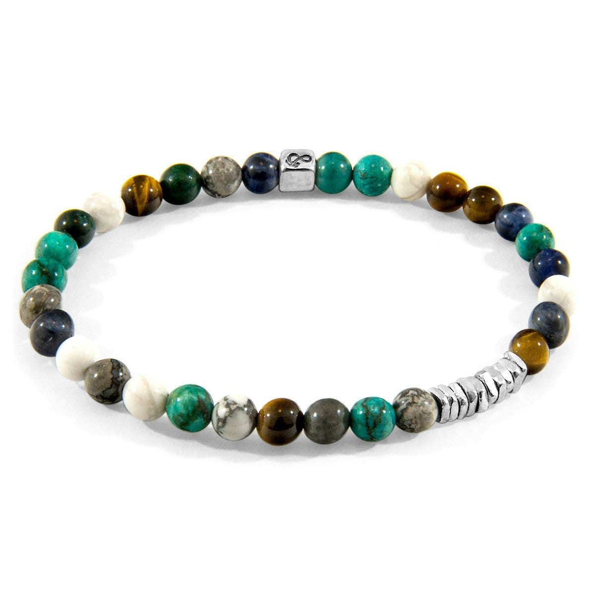Anchor & Crew Silver Multicoloured Multi-Gem Atrato And Stone Bracelet - L - 23Cm