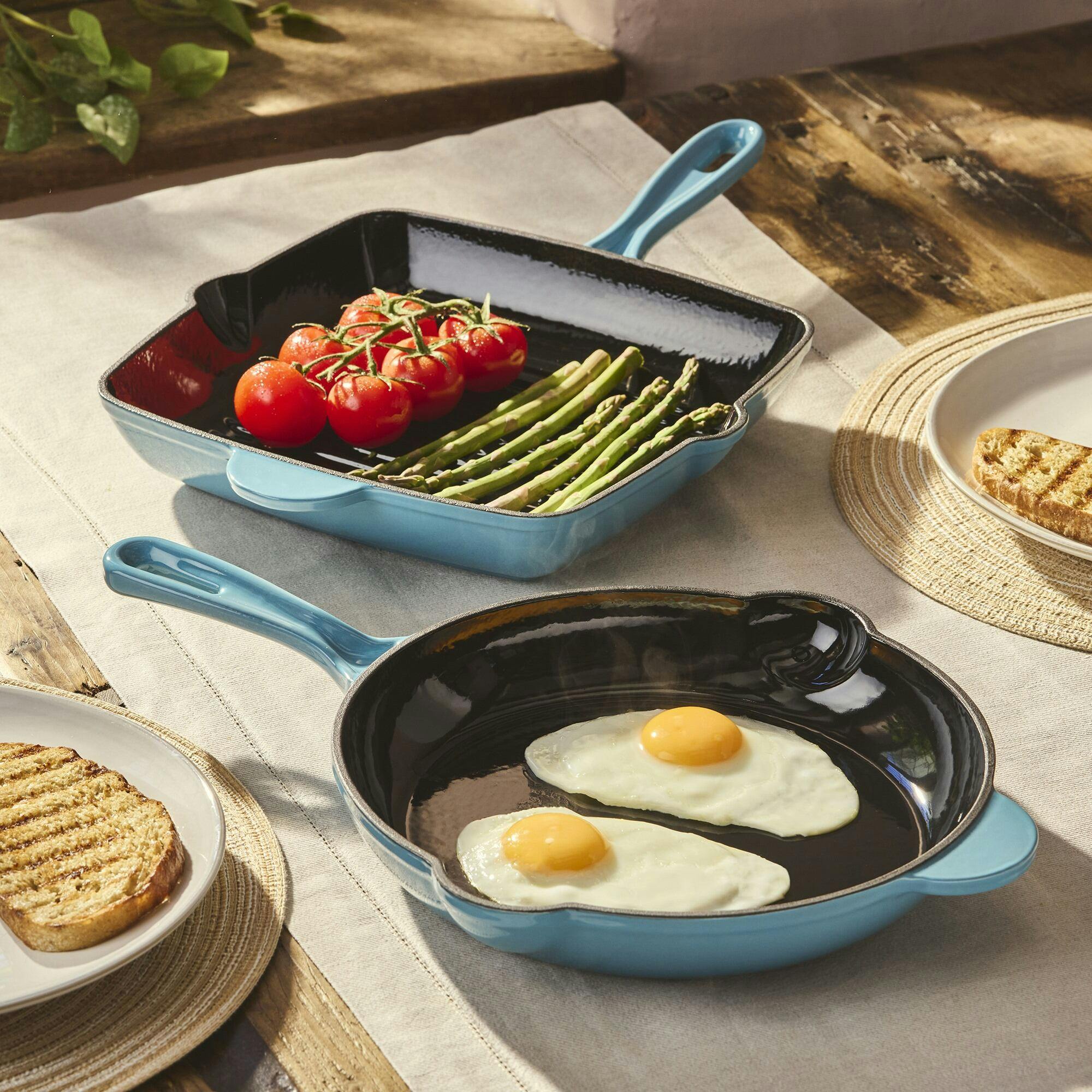 Cooks Professional Unisex Teal 2 Piece Cast Iron Frying Pan & Skillet Set With Enamel Interior In | : Size 6 Pack - Image 4