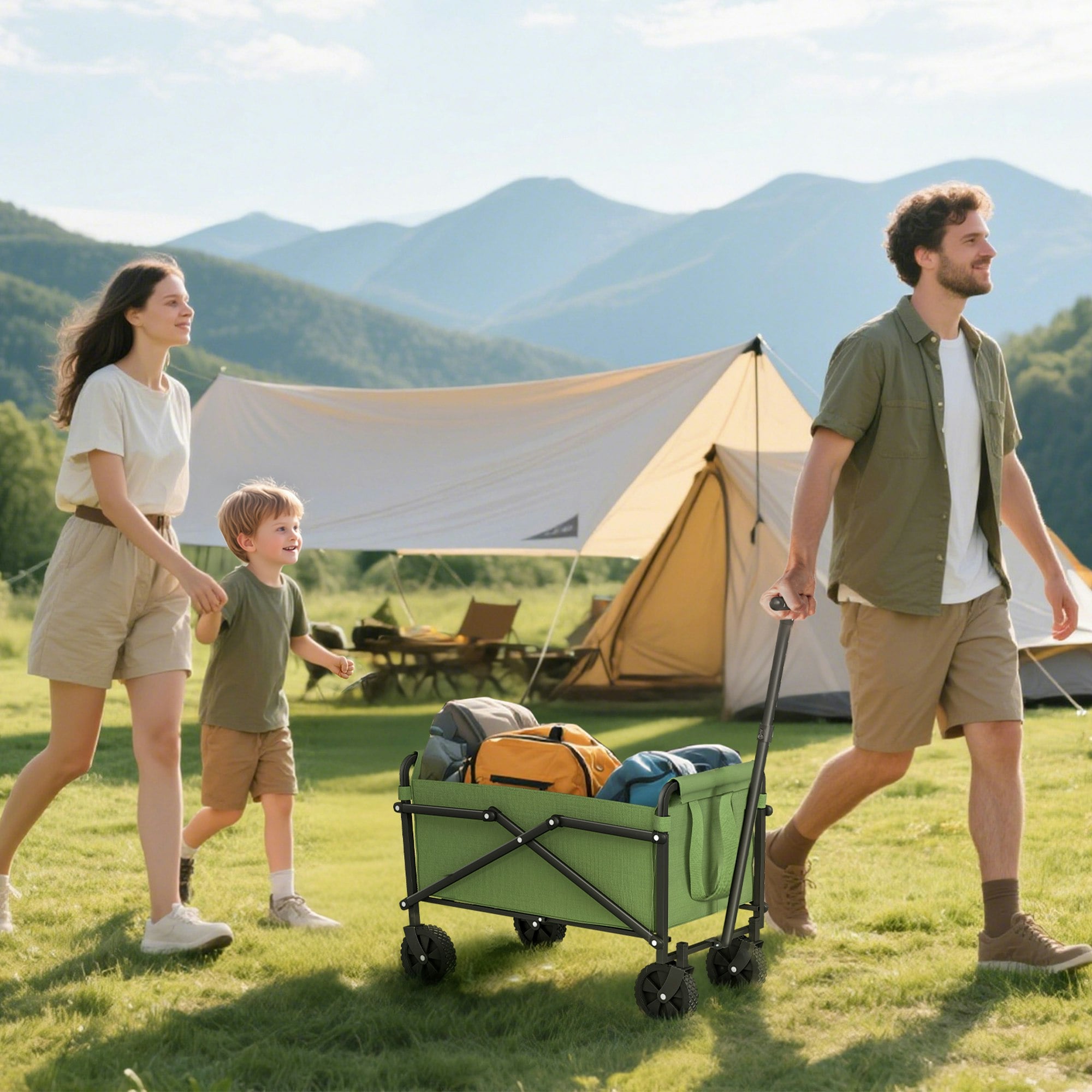 Rackhams Green 41L Festival Trolley, 60Kg Heavy Duty Folding Trolley Cart,