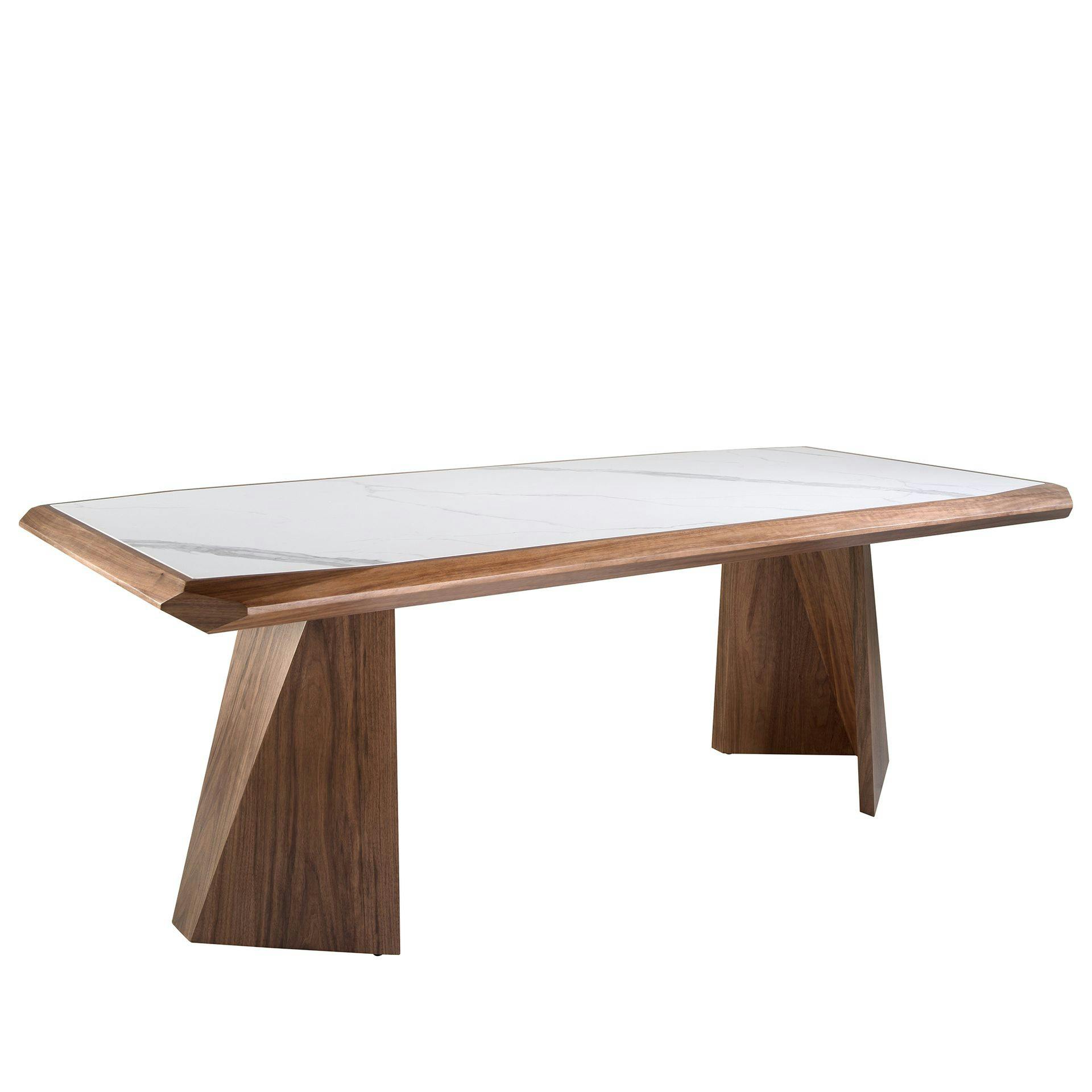 Angel Cerdá Rectangular Porcelain Marble And Walnut Dining Table 1106