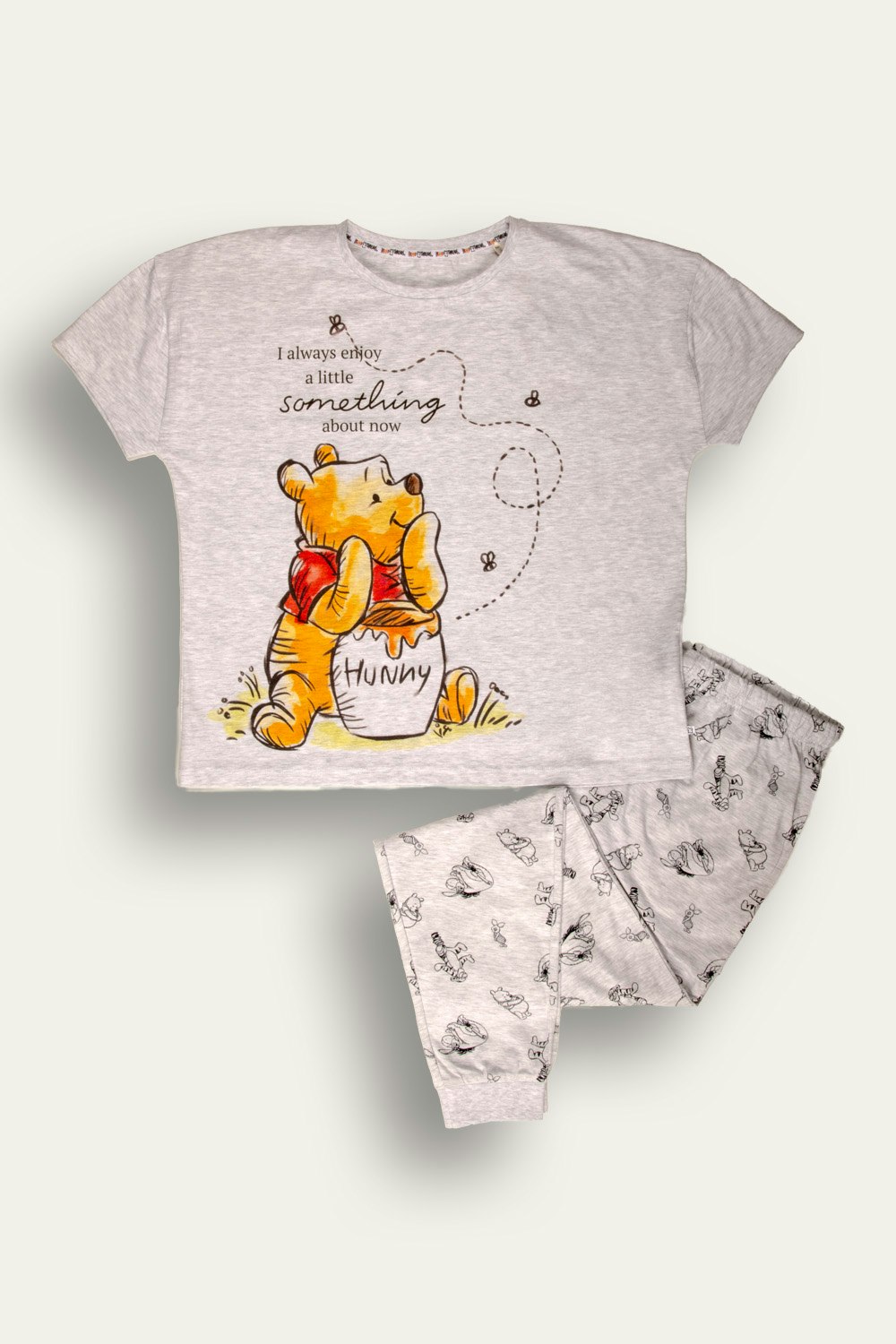 Winnie The Pooh Women's Ladies Disney Pyjama Set - Greym - 98% Cotton 2% Polyester - Extra Large