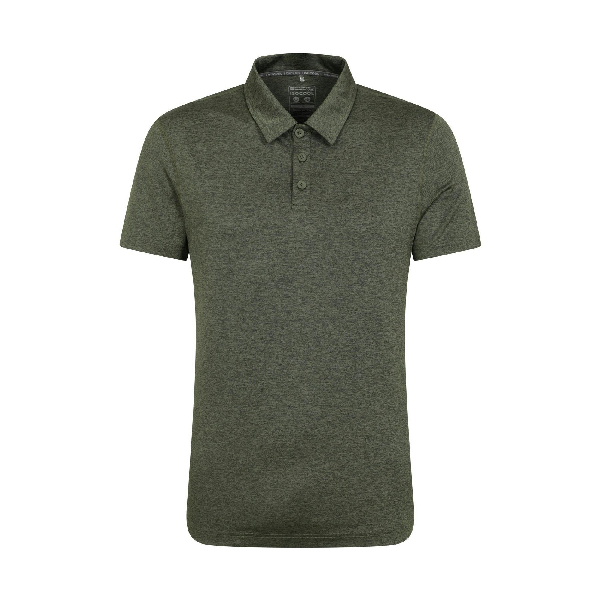 Mountain Warehouse Men's Dark Deuce Isocool Polo Shirt - Khaki - Khaki - Xl - 92% Polyester/8% Elastane