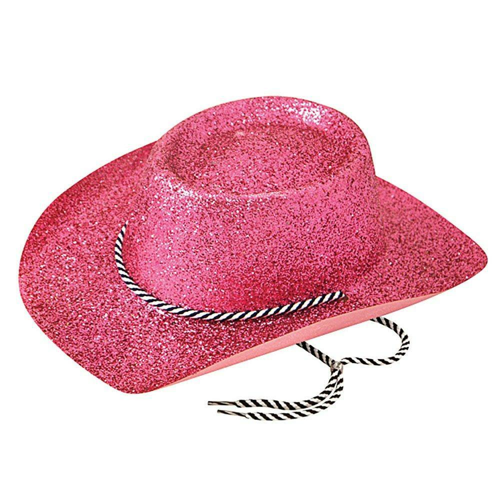 Bristol Novelty Unisex Pink Adults Glitter Cowboy Hat - One Size