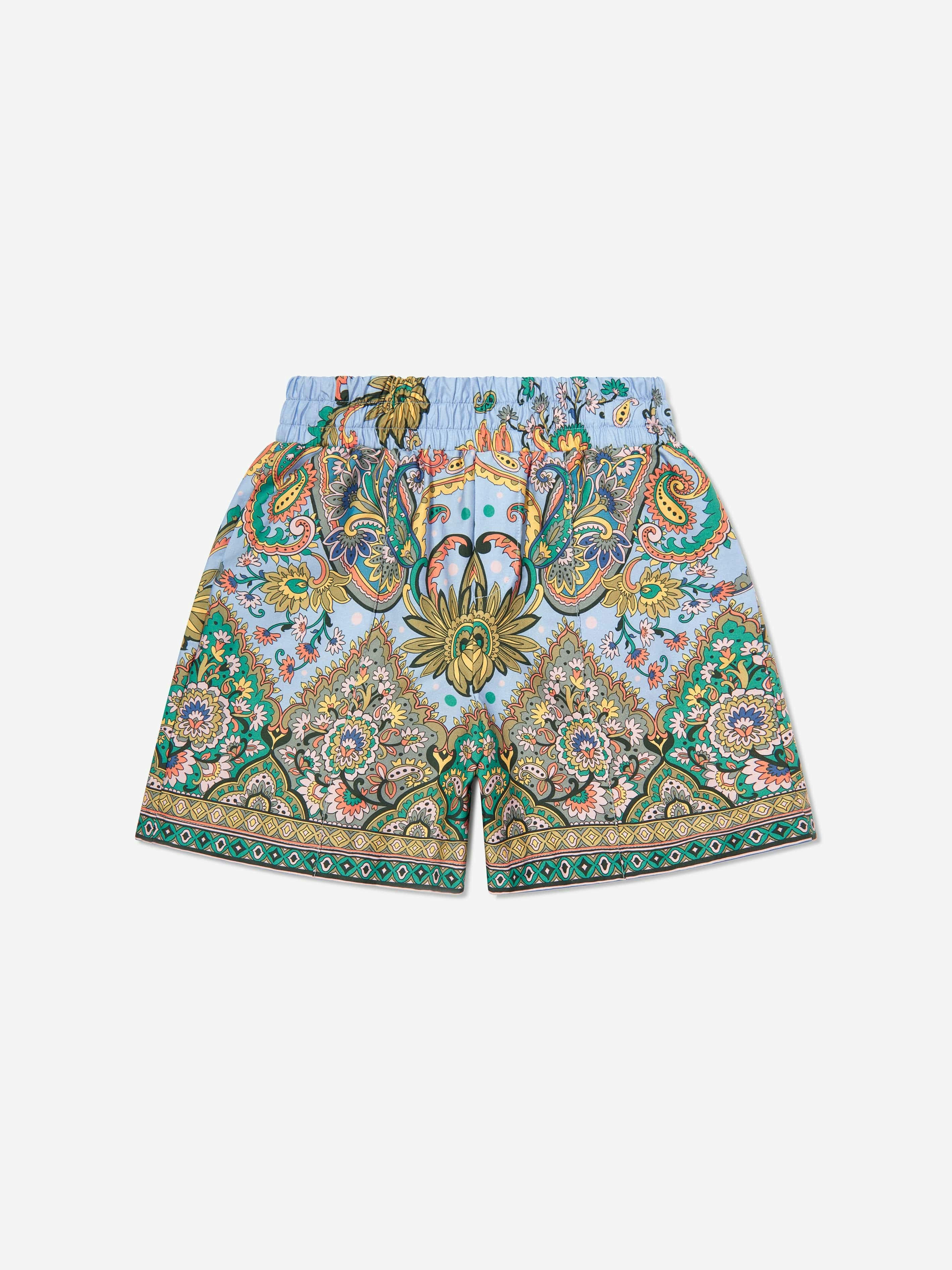 Etro Boys Blue Paisley Print Shorts In - 16 Yrs