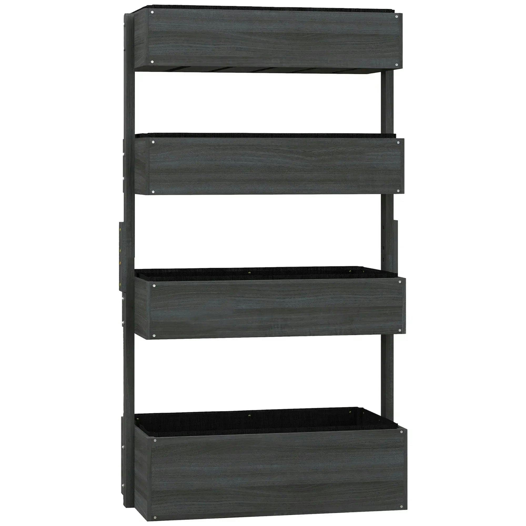 Outsunny Raised Garden Bed Wooden Plant Stand Grey - Image 5