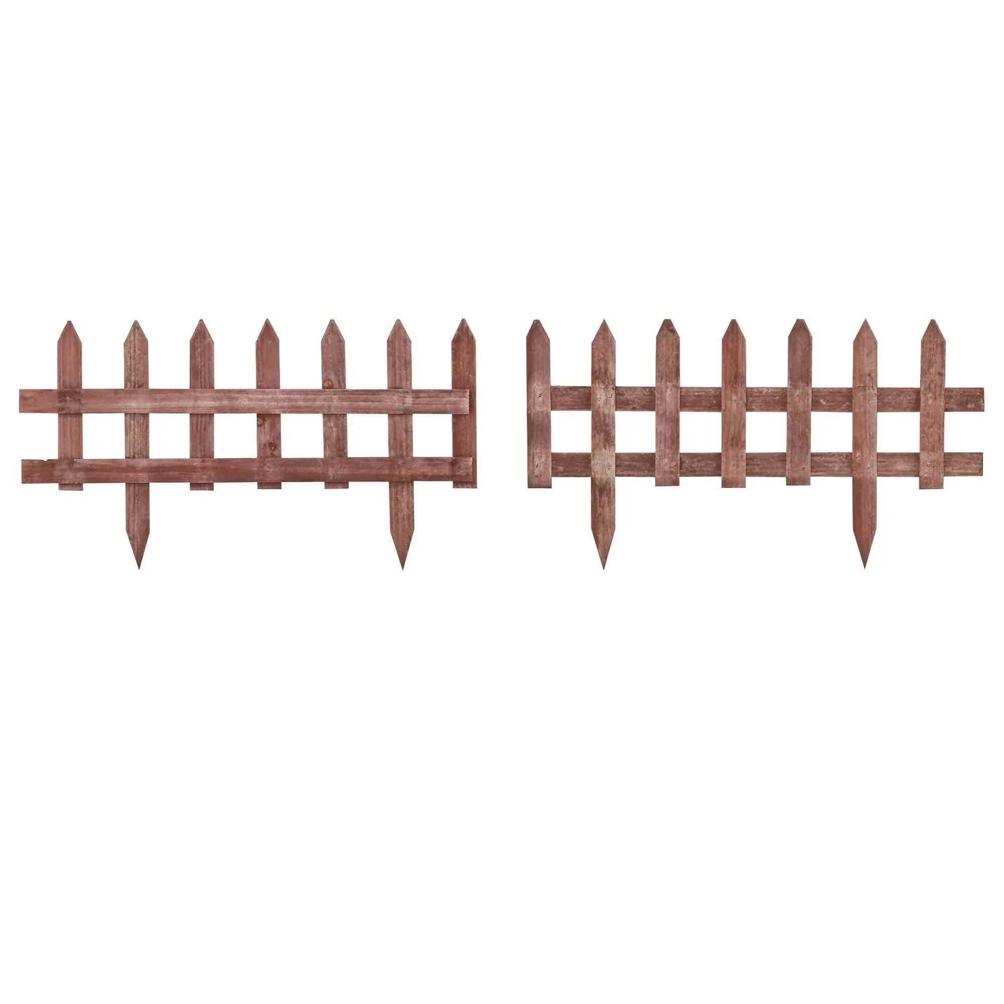 B&Q - Pack Of 12 Wooden Plant Border Fence Garden Fixed Picket Fence Brown - Image 5
