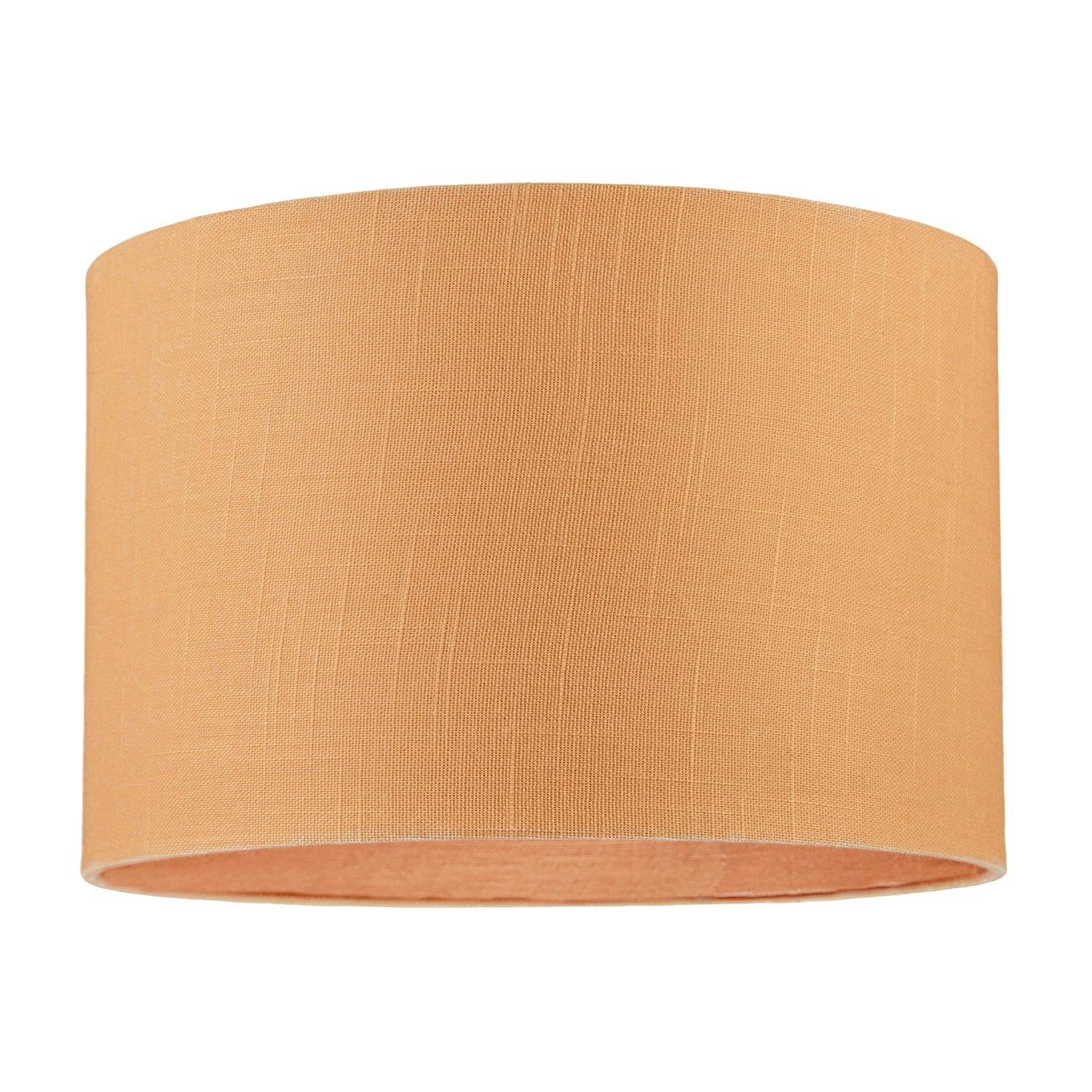 Happy Homewares Unisex Peach Designer Soft Apricot Cream Textured Linen Fabric Circular Lamp Shade In | Size: 12 Inches - Image 2