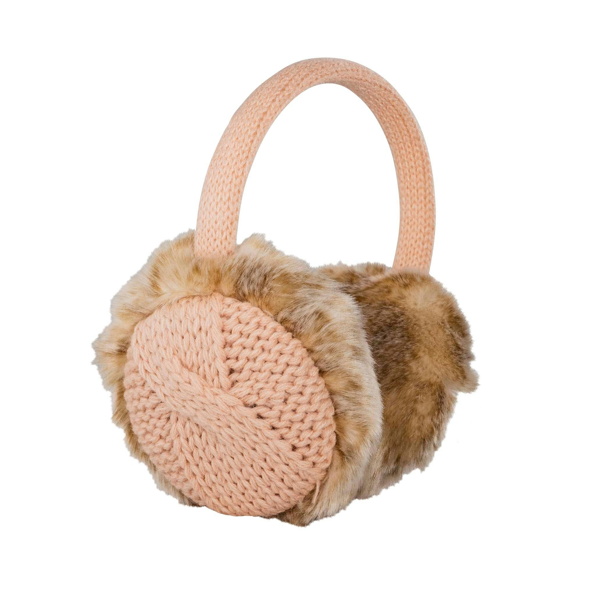 Aran Traditions Grey Aran Cable Ear Muffs - Blush