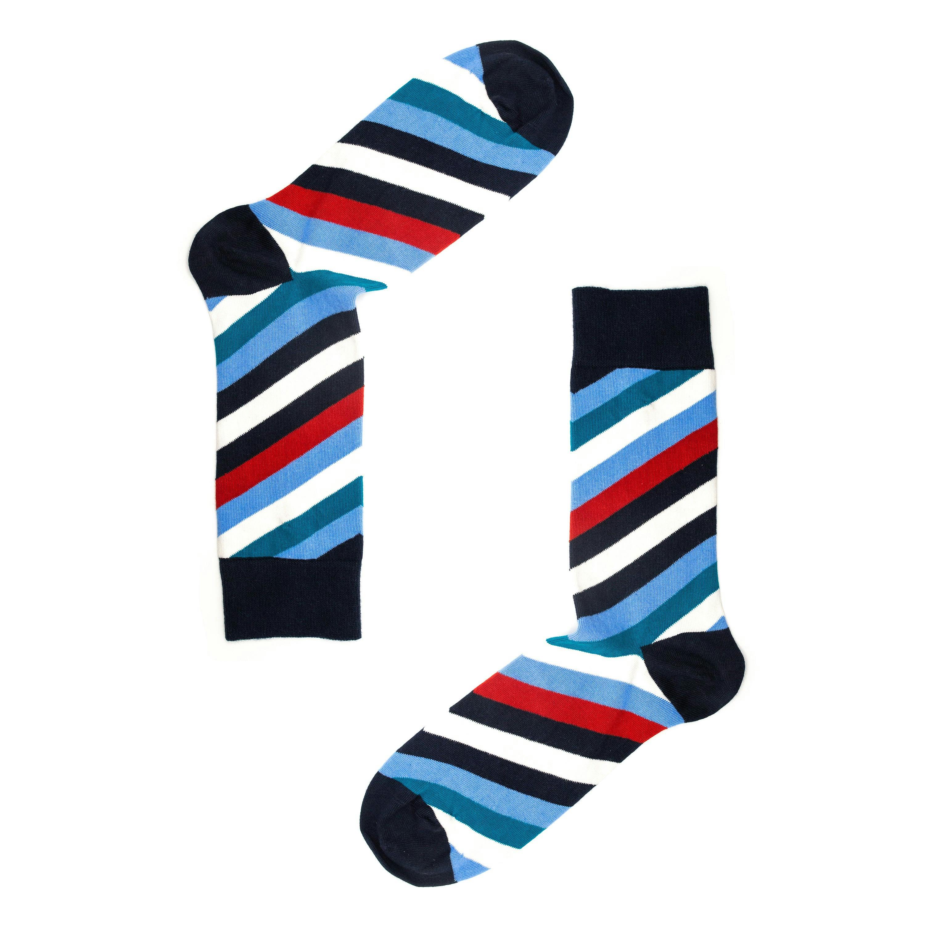 Jemsox Men's Blue Varsity Stripe Organic Cotton Socks - One Size / Eur 41-46 / Uk 7-11