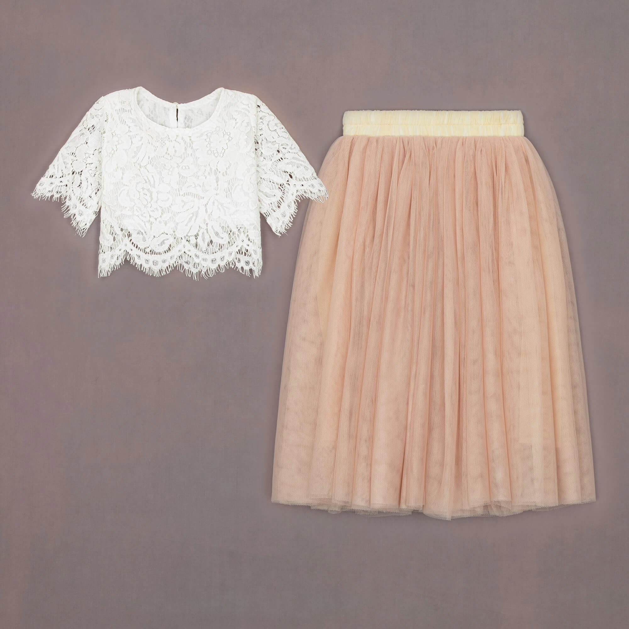 Uk Flower Girl Boutique Girls White Uk Flower Boutique Felicity Couture Set - Apricot Champagne - 12/24 Mths