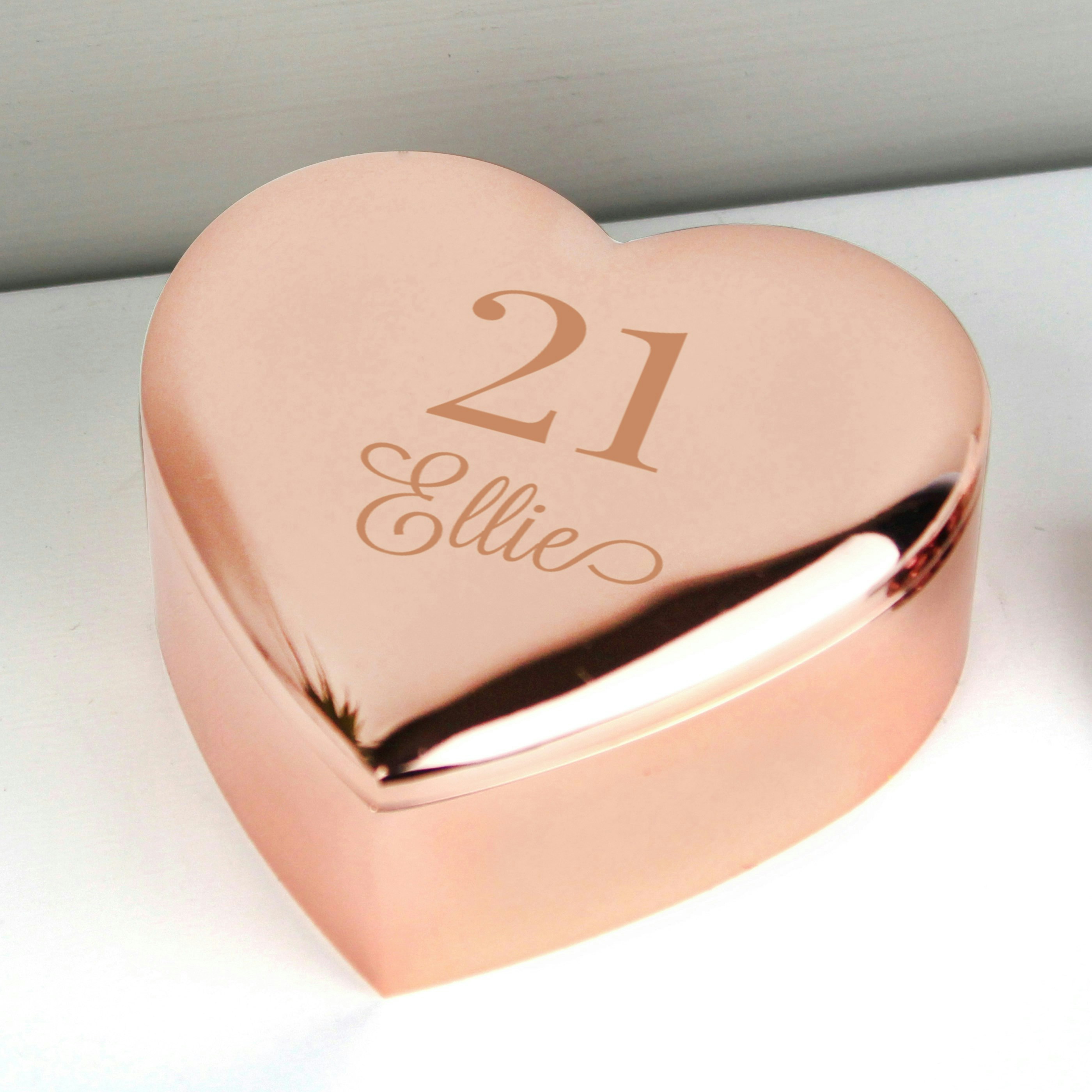 Personalised Memento Company Gold Personalised Big Age Rose Heart Trinket Box