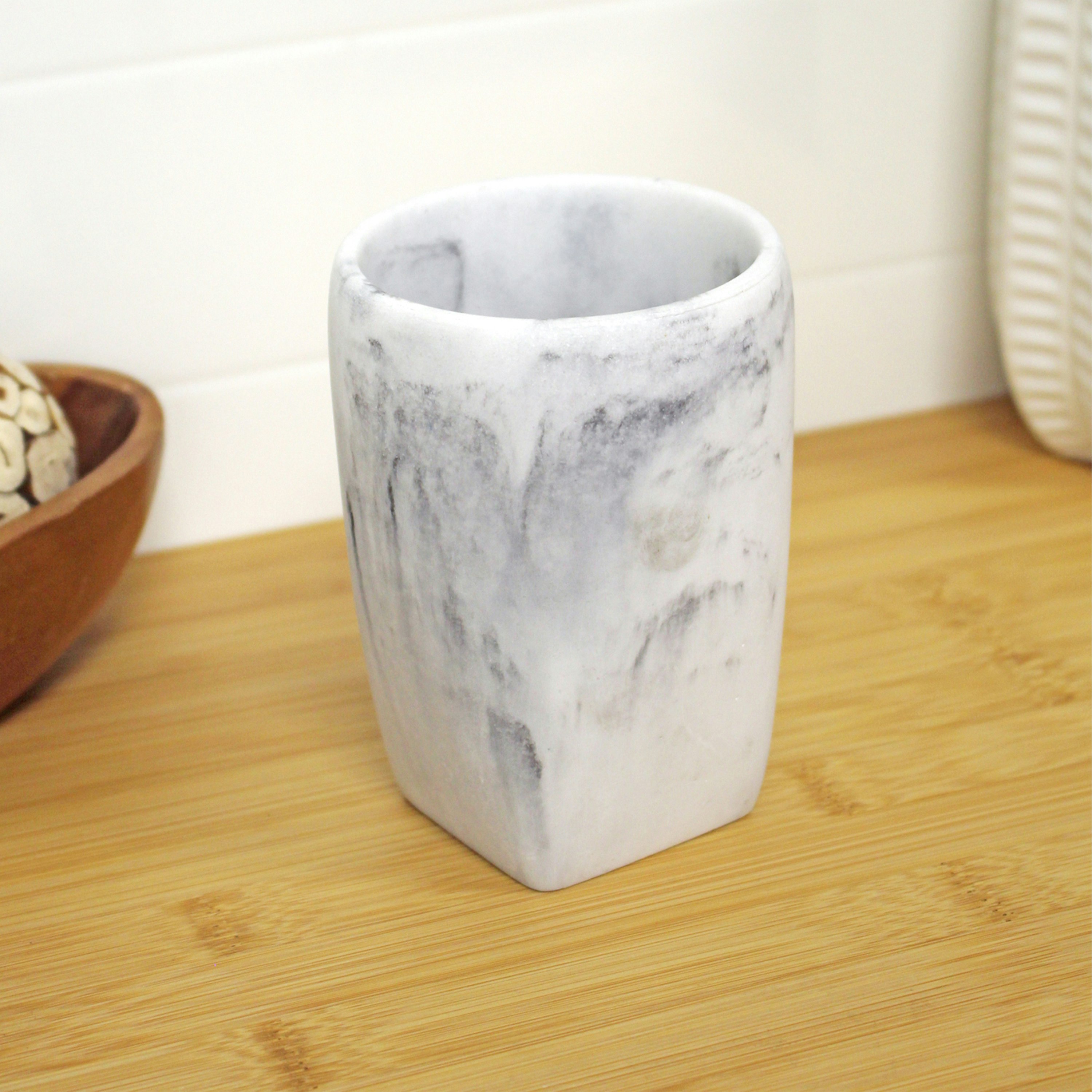 Showerdrape White Octavia Marble & Chrome Tumbler