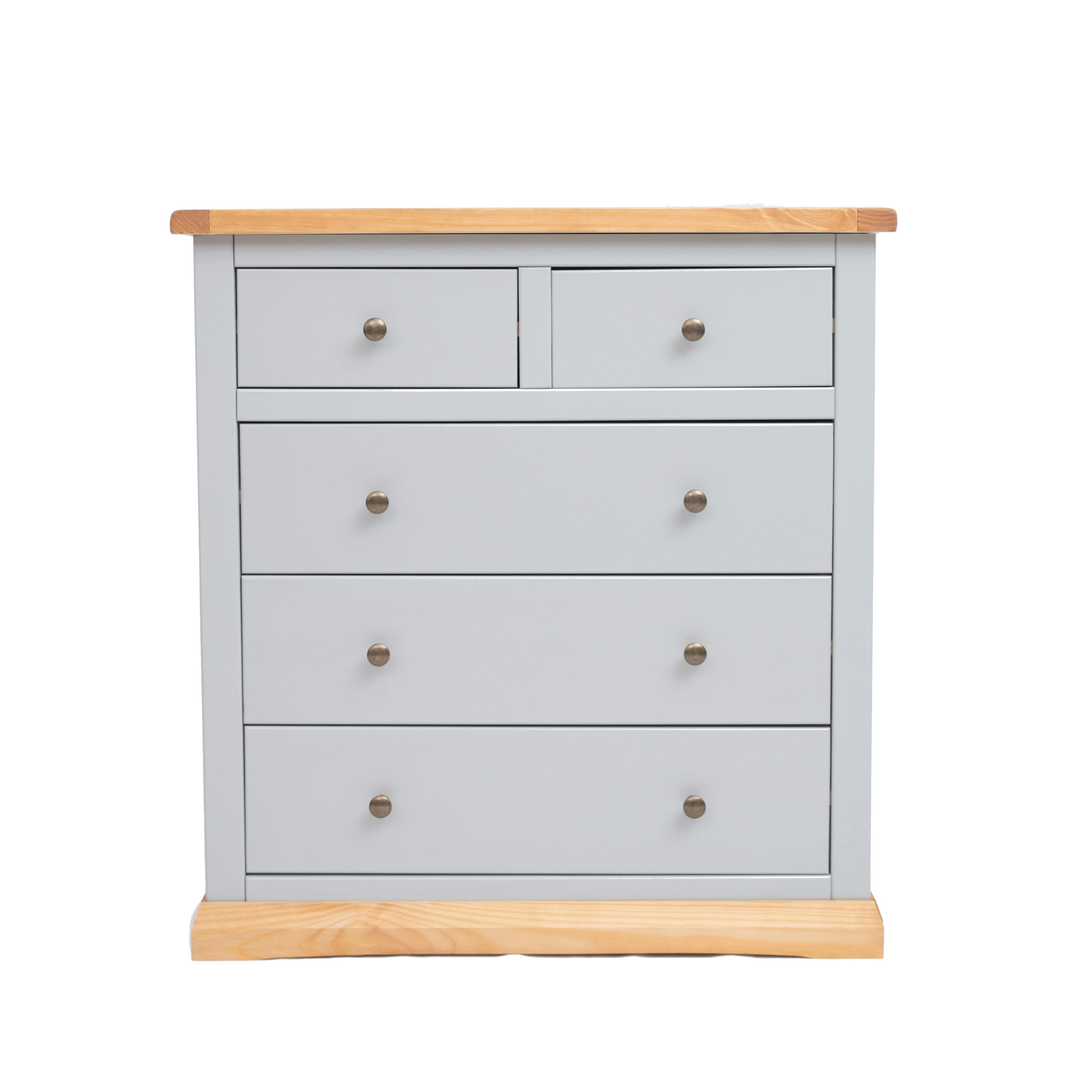 Cabinet Bits Light/Grey Bomporto 5 Drawer Chest Of Drawers Brass Knob