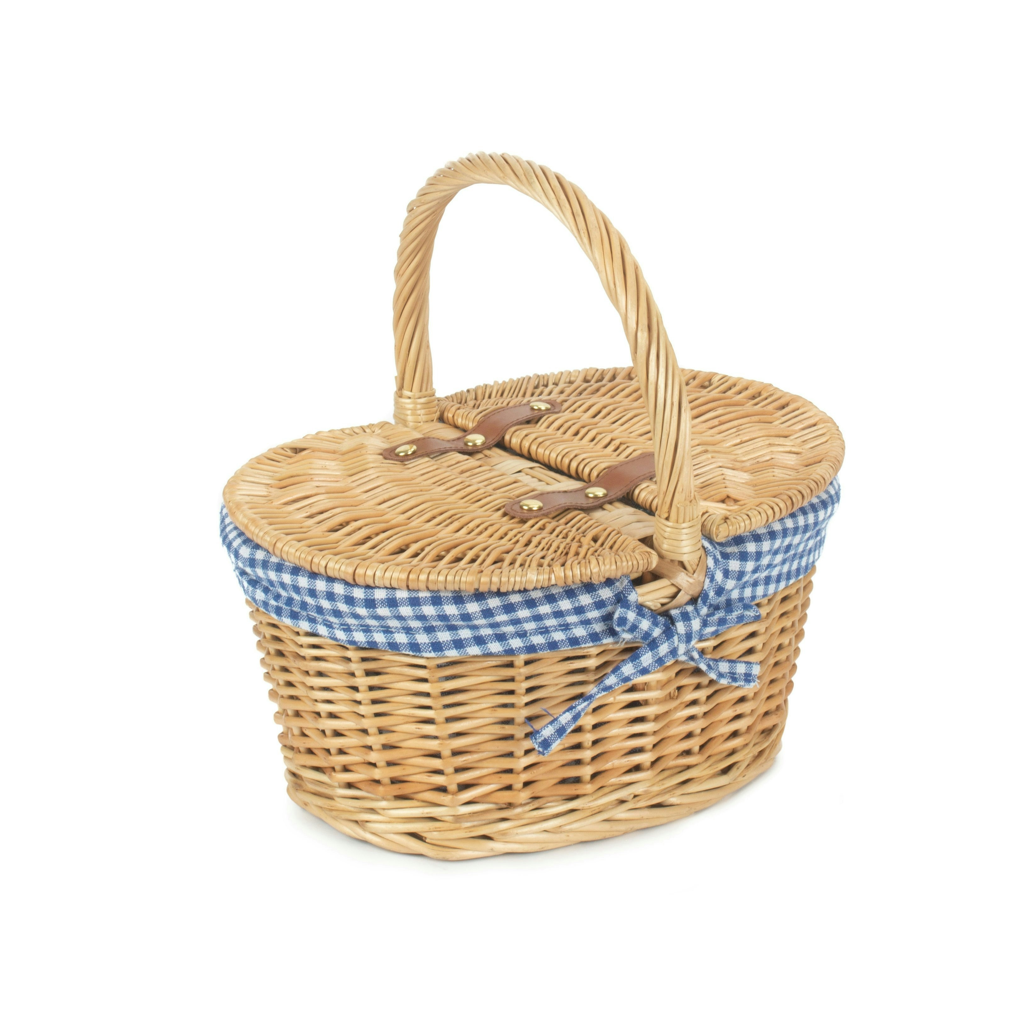 Rackhams Red Child's Lined Oval Lidded Buff Wicker Picnic Basket