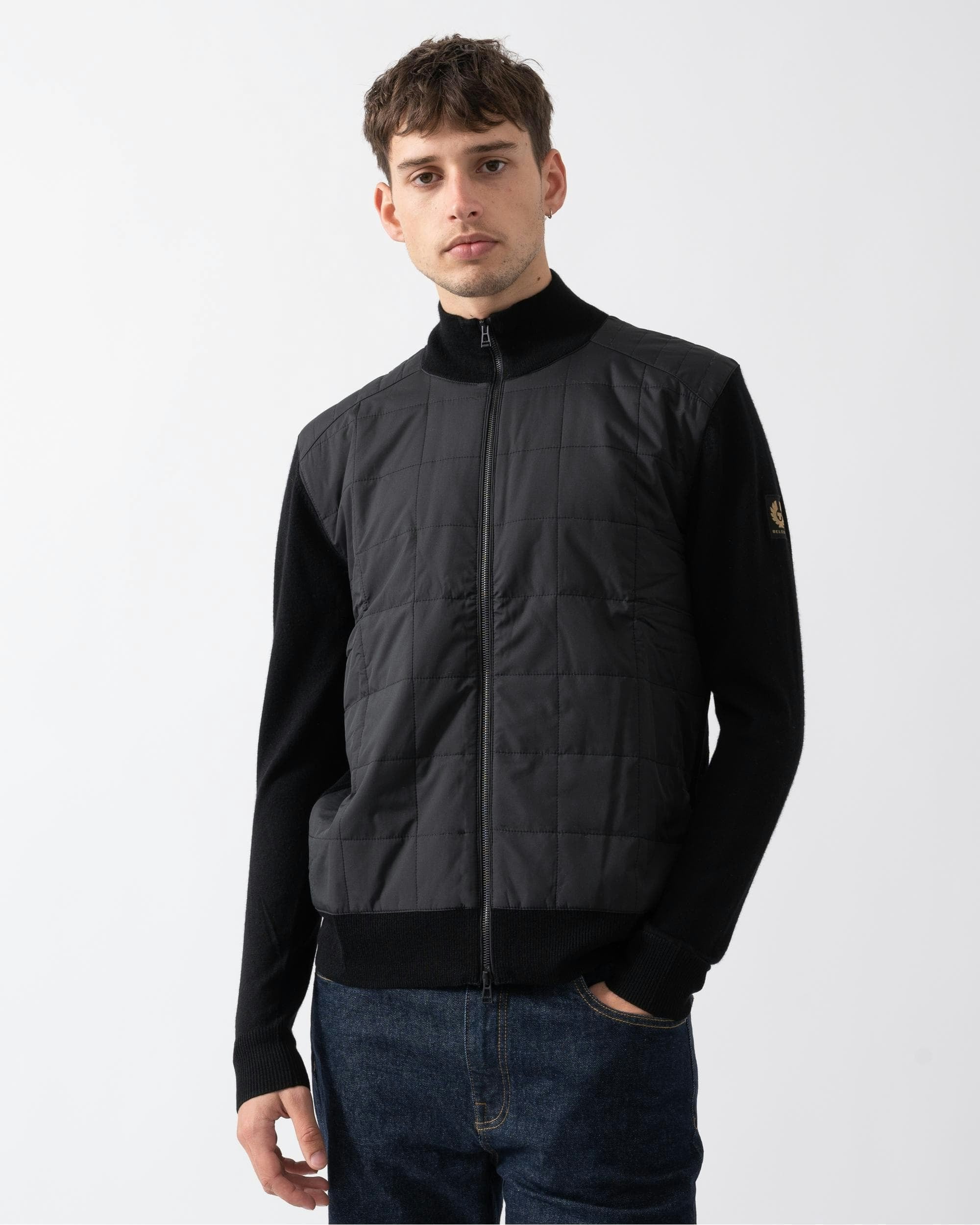 Belstaff Men's Black Kelbrook Merino Wool Zip Cardigan - L