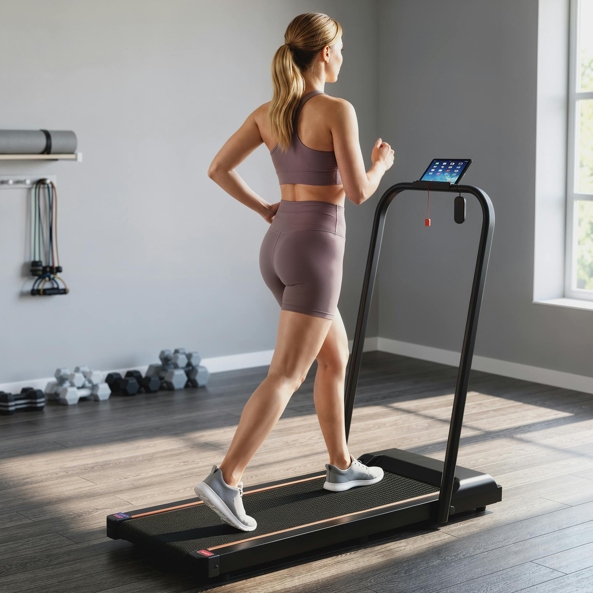Sportnow Blue/Orange 2.5Hp Folding Treadmill Walking Pad W/ Led Display, No Assembly