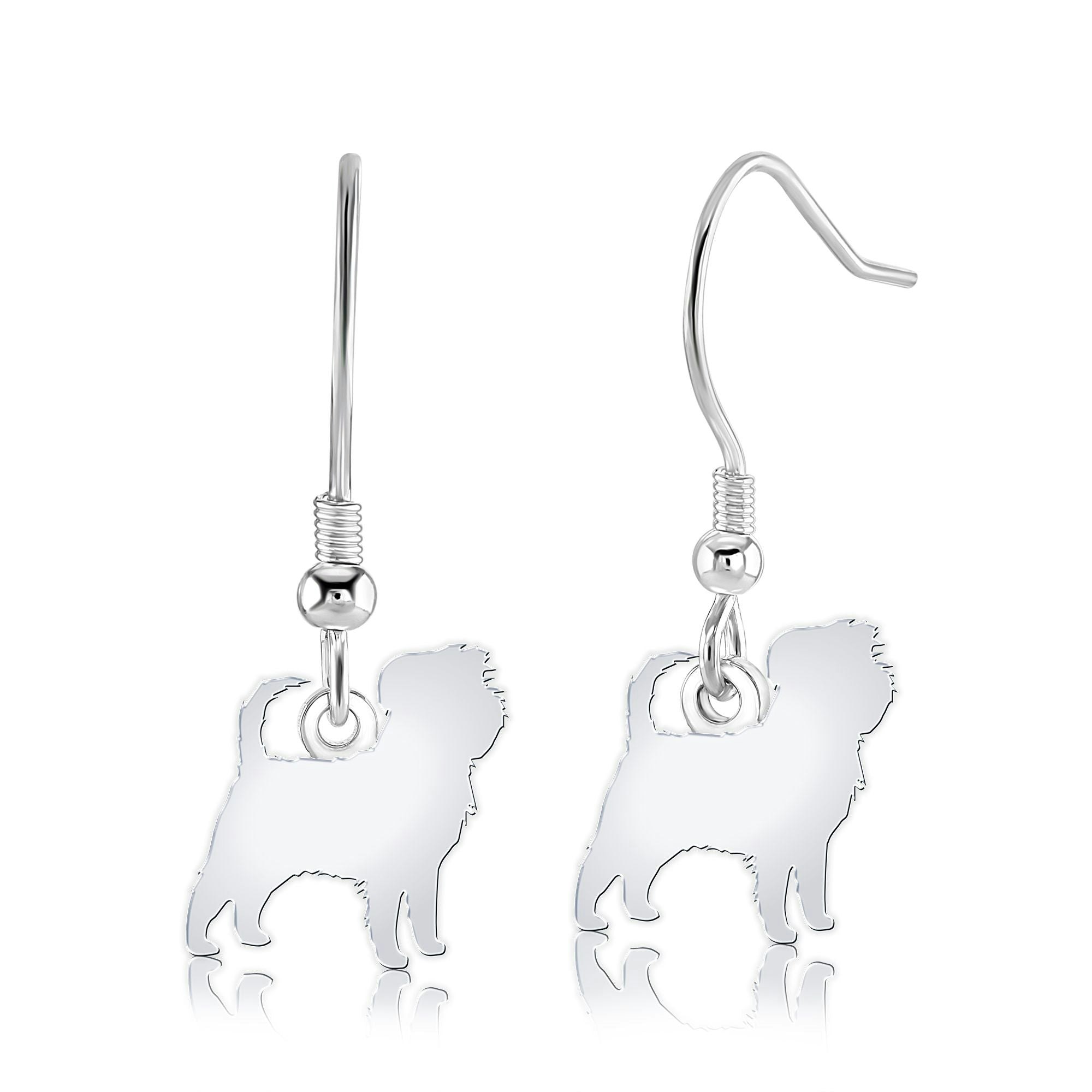 Mylee London Silver Affenpinscher Silhouette Earrings - Yes - Hook