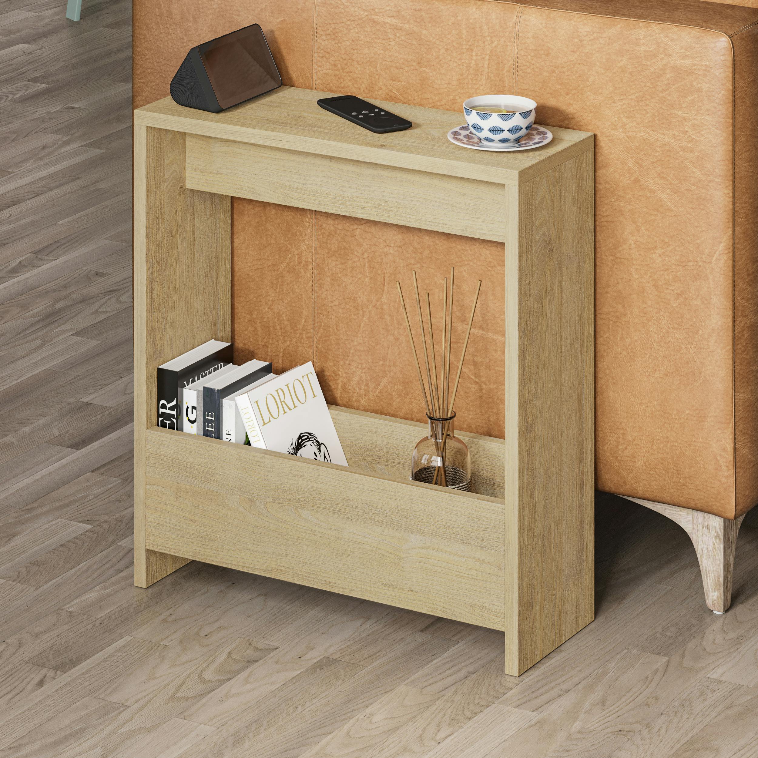 Decortie Simpi Slim End Table With Magazine Rack (H) 60Cm - Oak