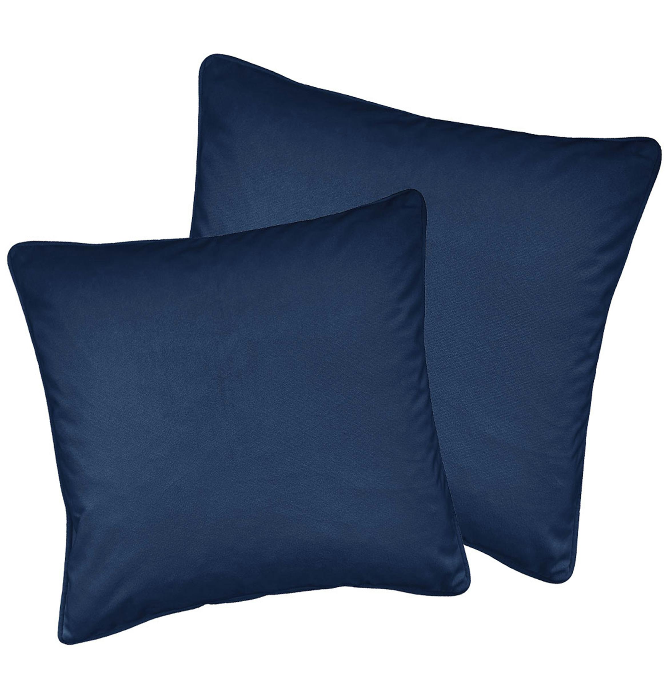 Enhanced Living Pair Of Soft Velvet Double Sided Zip Opening Piped Edge Cushion Covers - Cases Only - 22" (55Cm) X 22" (55Cm) - Navy